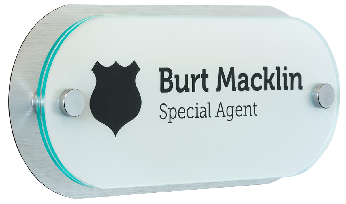 Wall-Mounted Door Sign with Brushed Aluminum Backer
