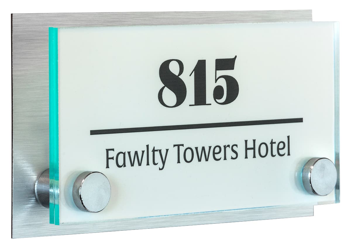 6" x 3" Office Door Sign with Brushed Metal Backing