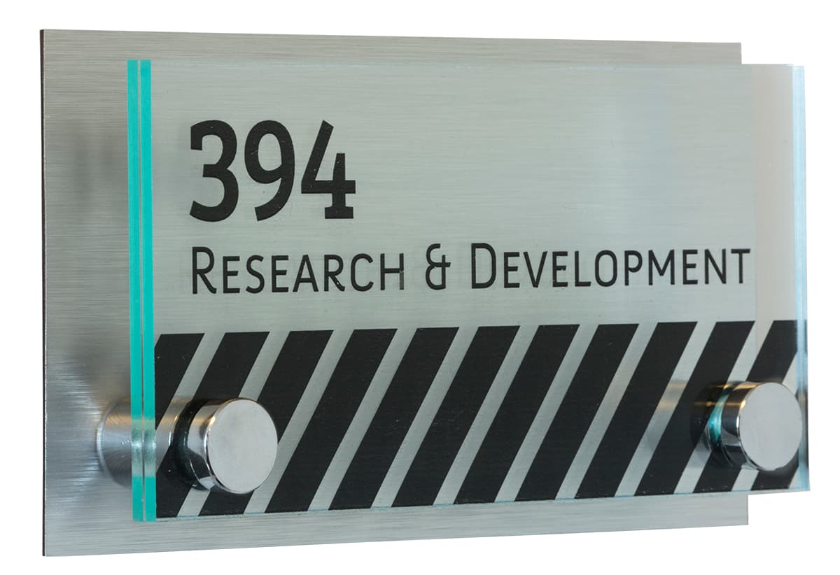 Office Door Sign with Brushed Metal Backing with Mounting Hardware