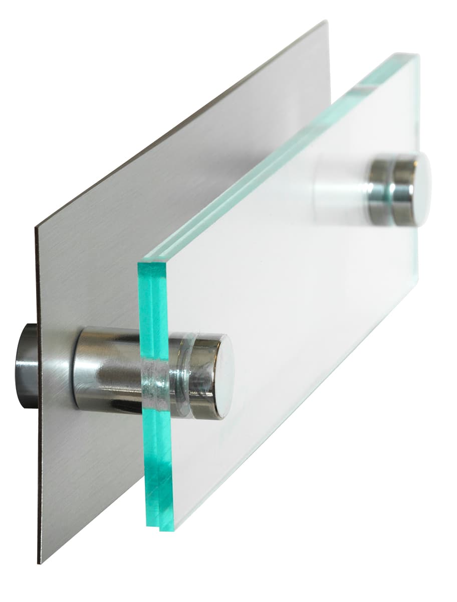 Layered Standoff Office Sign with Silver Backer