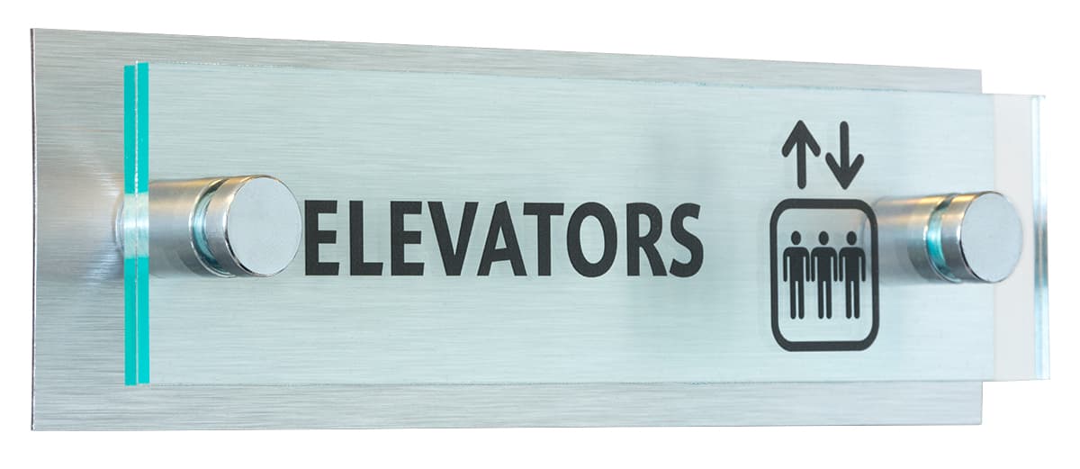 Wall Standoff Office Sign with Silver Backer