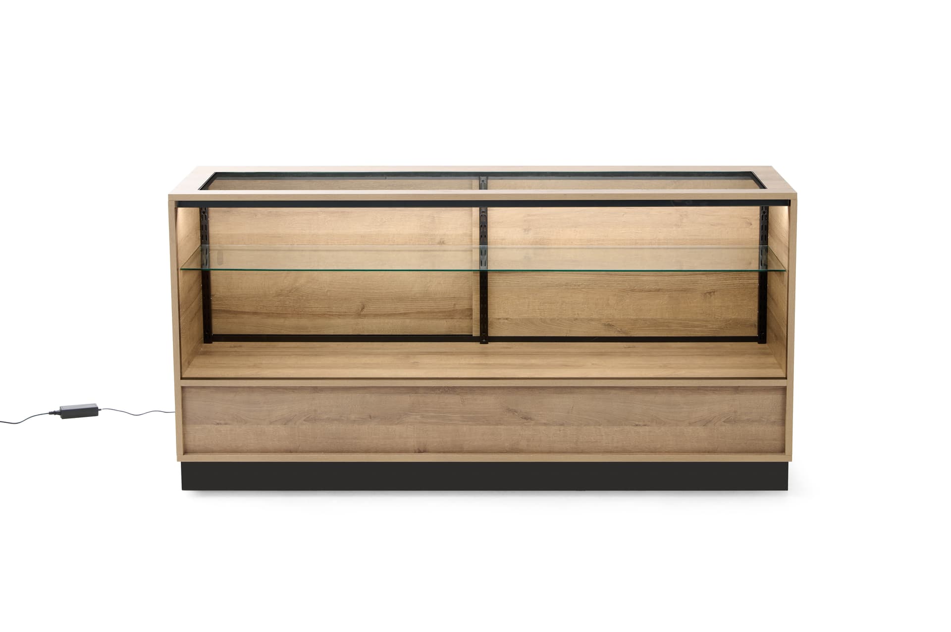 Wooden display showcase with rustic design