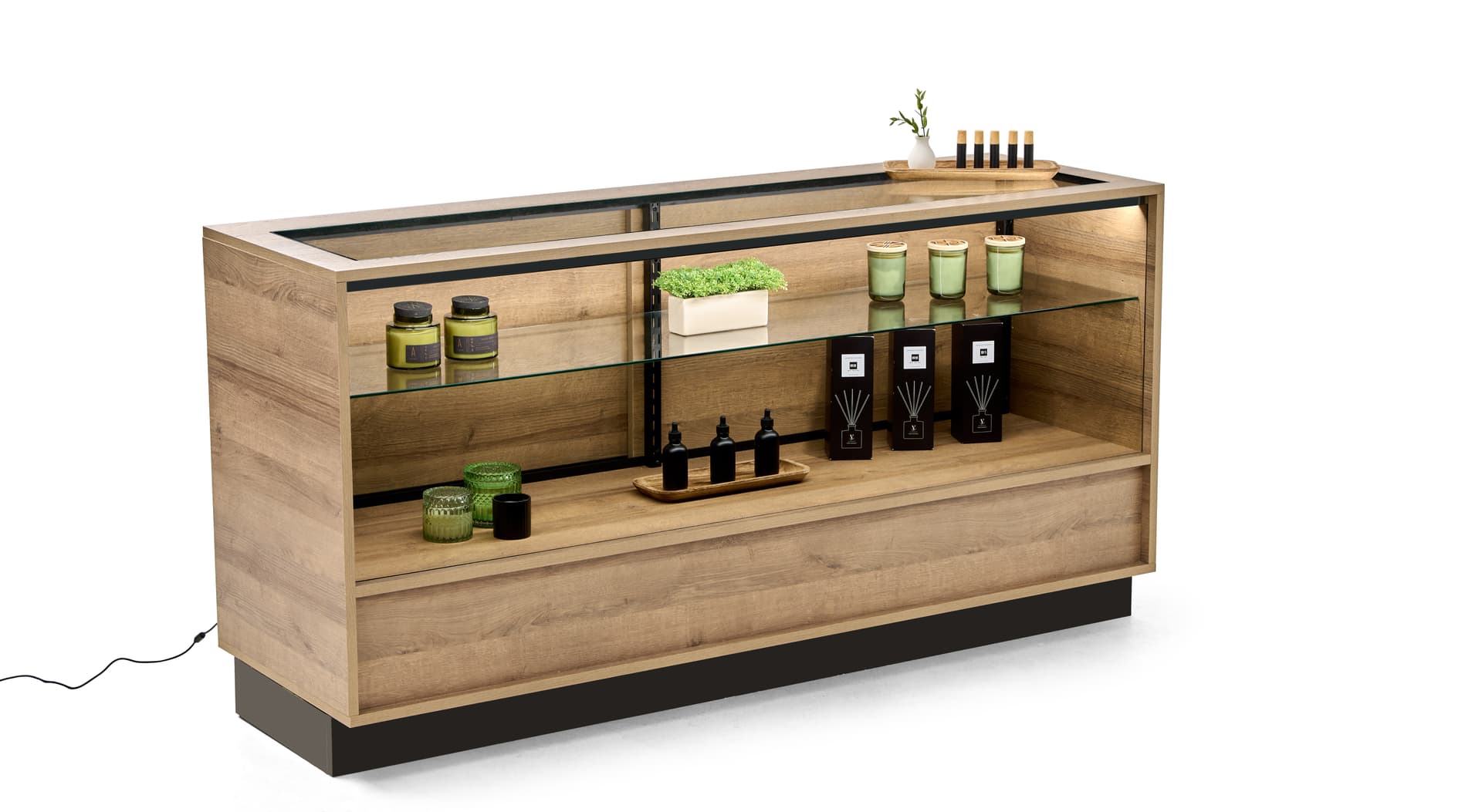 Wooden display showcase made with modern design
