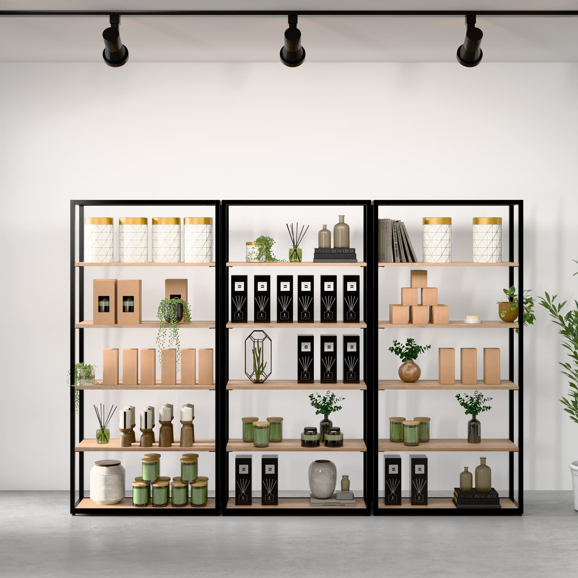 Rustic shelving unit shown paired with the rustic cash wrap, sold separately