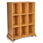 Cubby Storage Stand w/ Wheels, Dry Erase Board Back, 9 Compartments - Beech Wood