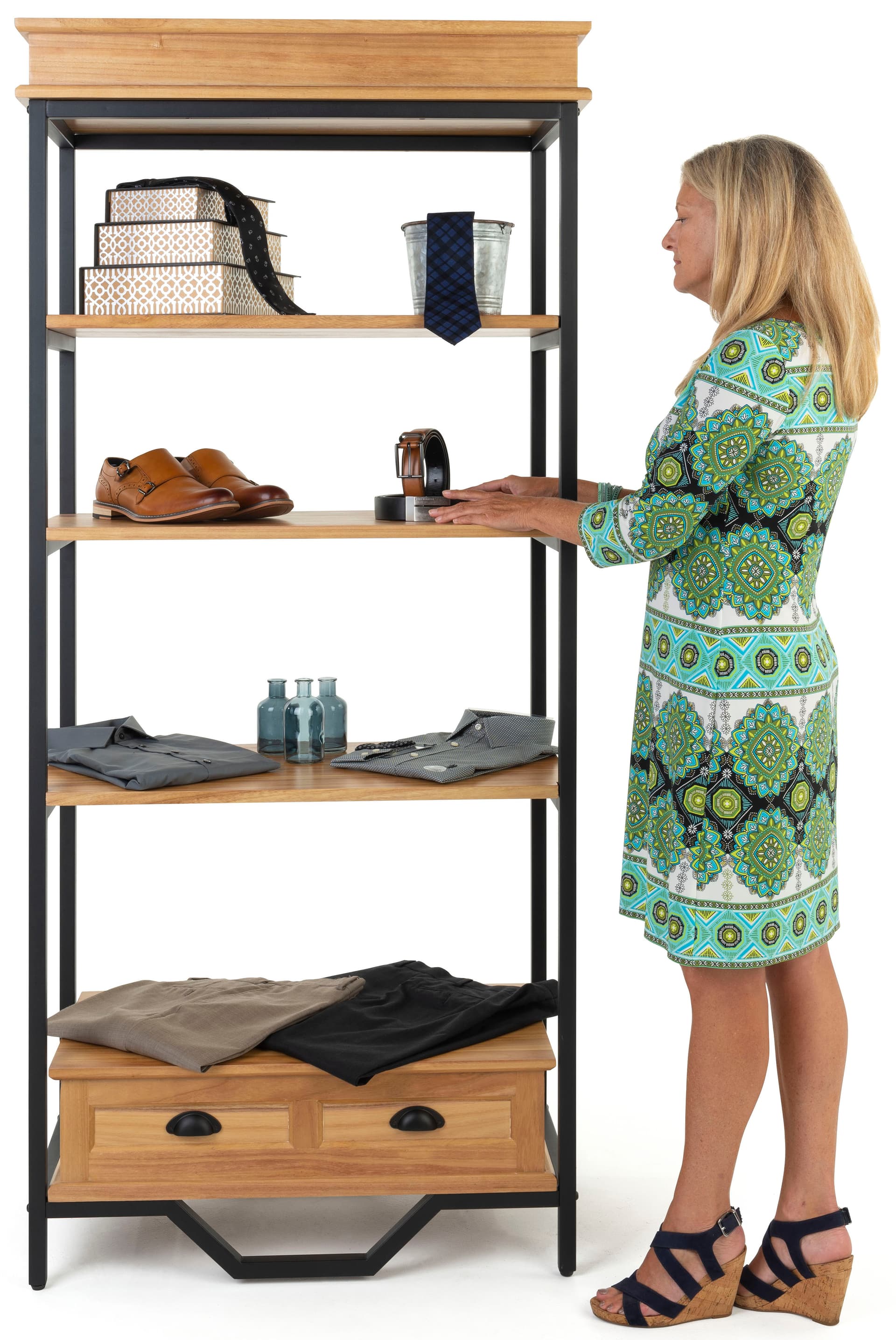 French industrial bookshelf etagere with a weight capacity of 110 pounds per shelf 