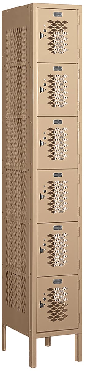 6 Tier Gym Locker with Tan Finish
