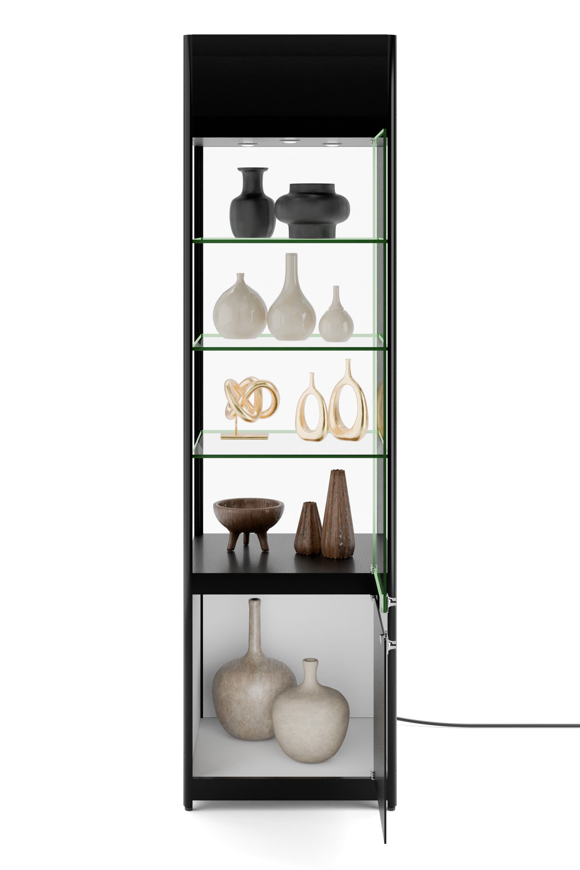 LED retail tower with hinged door