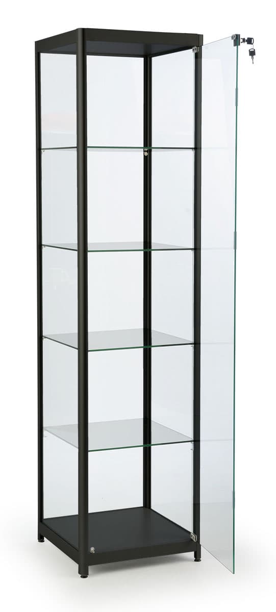Black Knock Down Tower Showcase Hinged Door