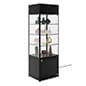 24" Display Case w/LED Lighting, Adjustable Shelves, Locking Hinged Door - Black