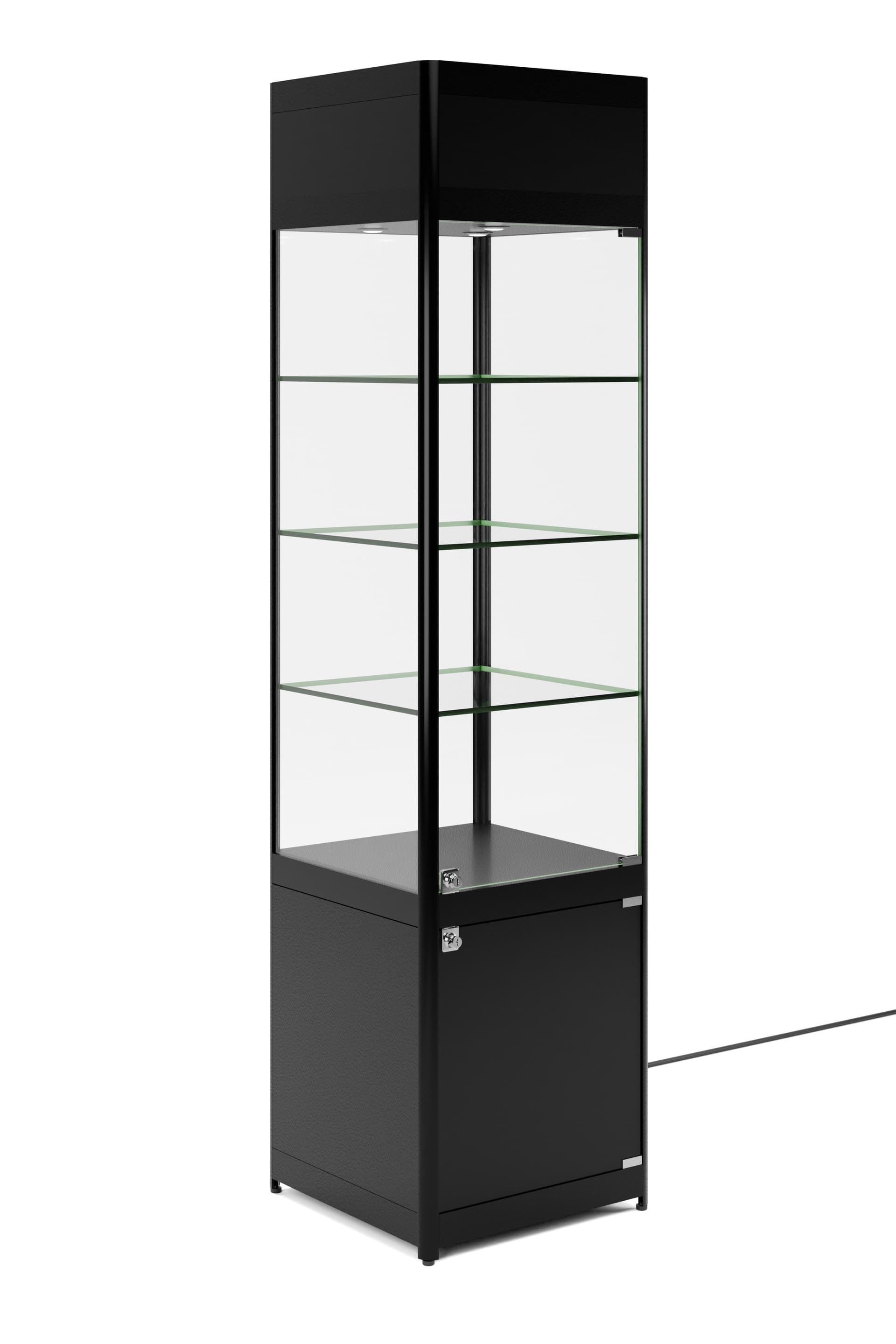 LED display case tower with 16.5" cabinet height