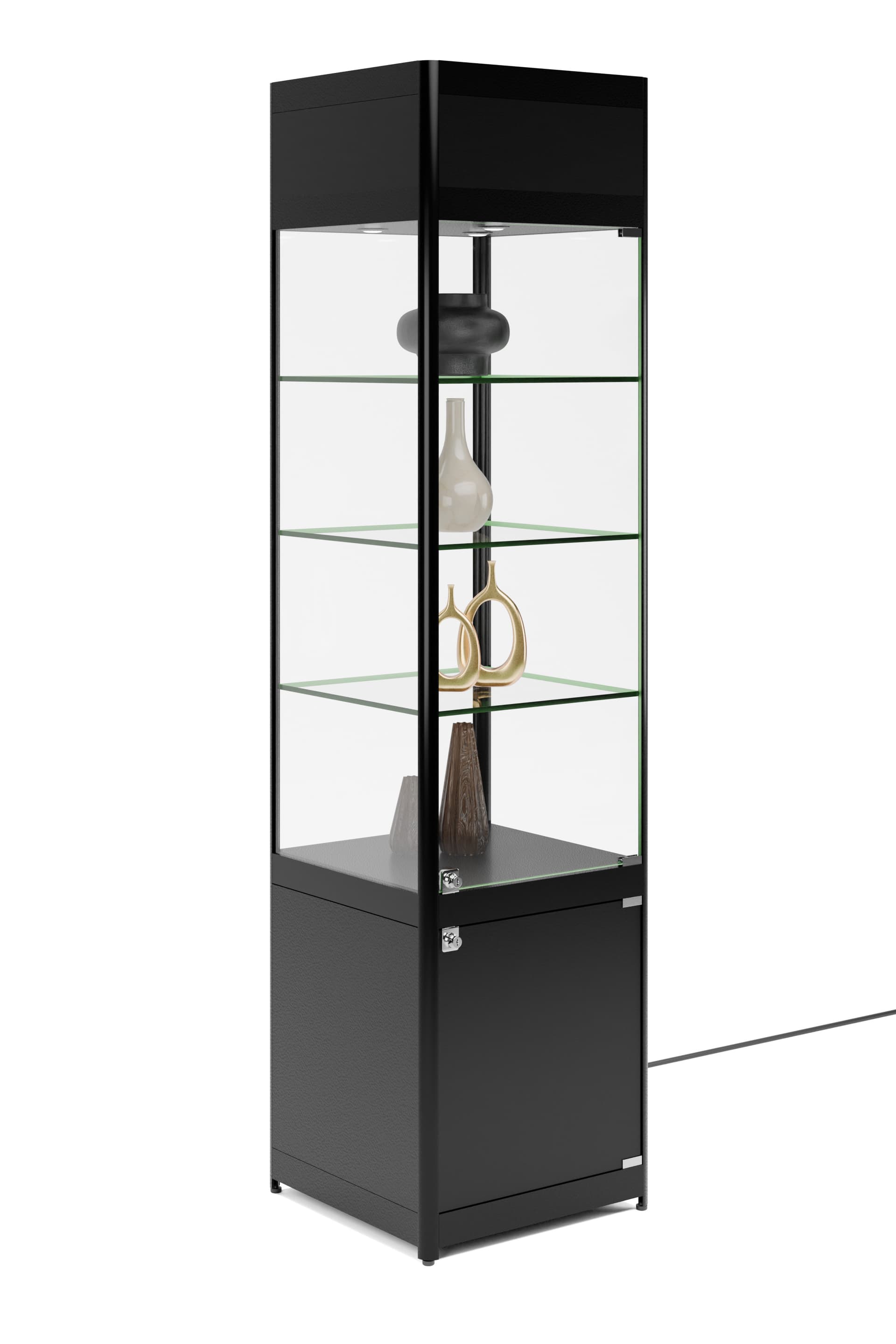 LED display case tower with in black