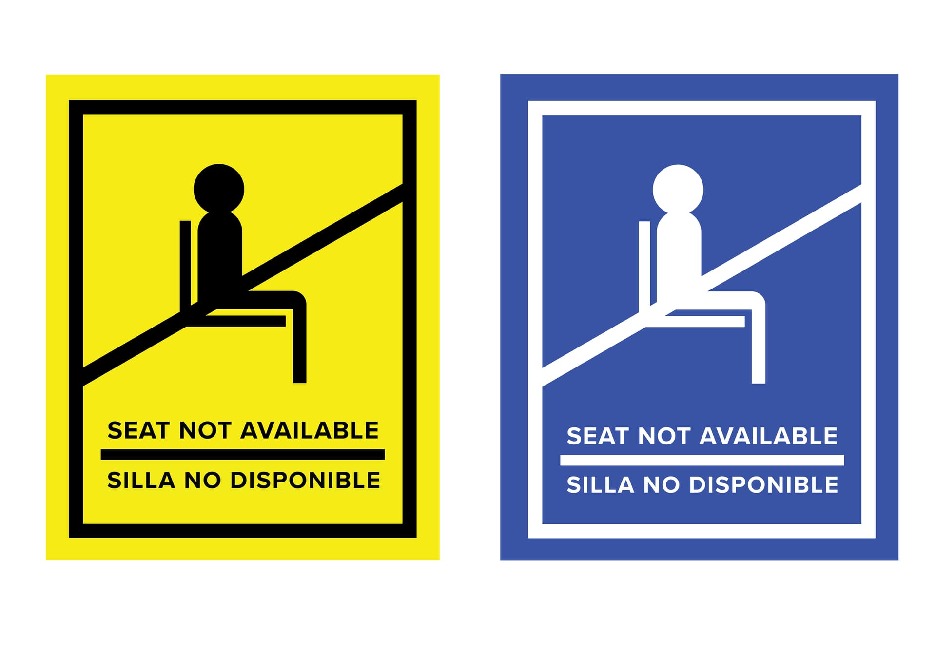 English/Spanish social distancing seat sticker is compatible on multiple surfaces