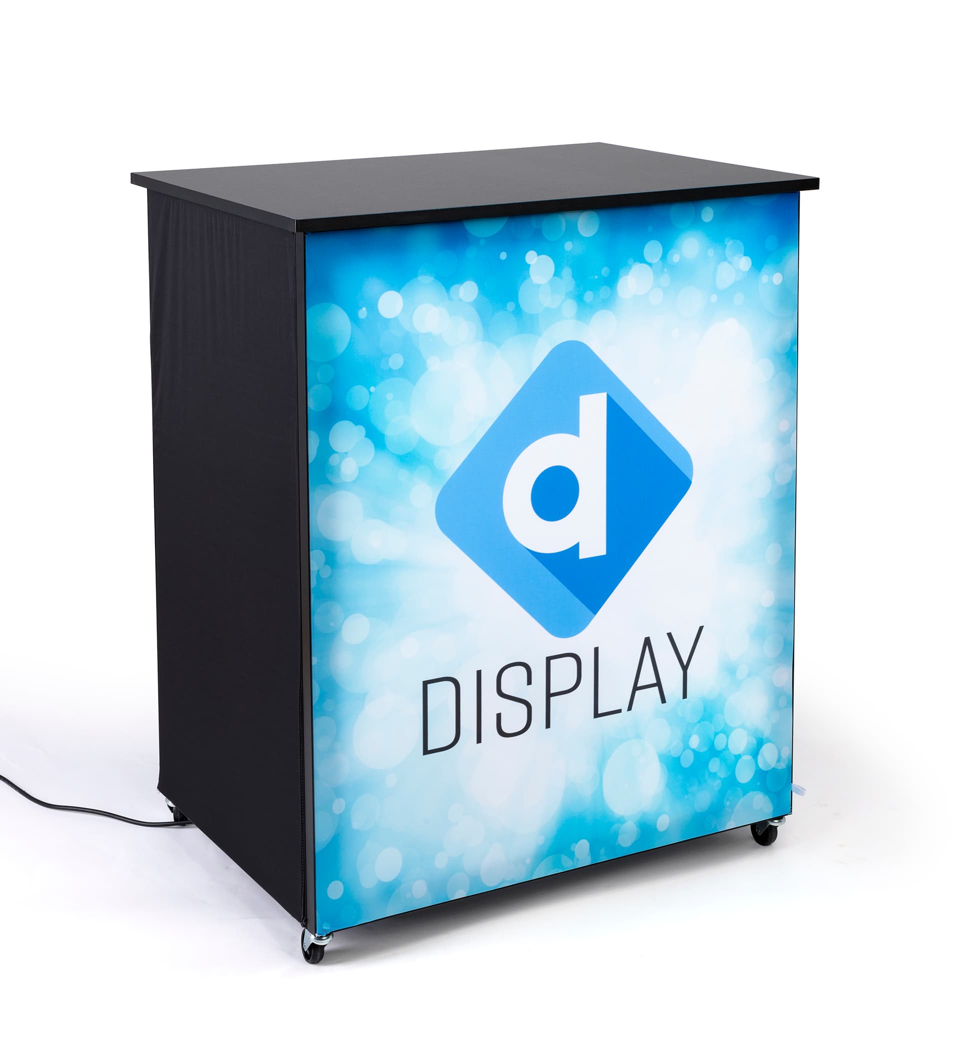 Trade show display kit with LED silicone edge graphic counter