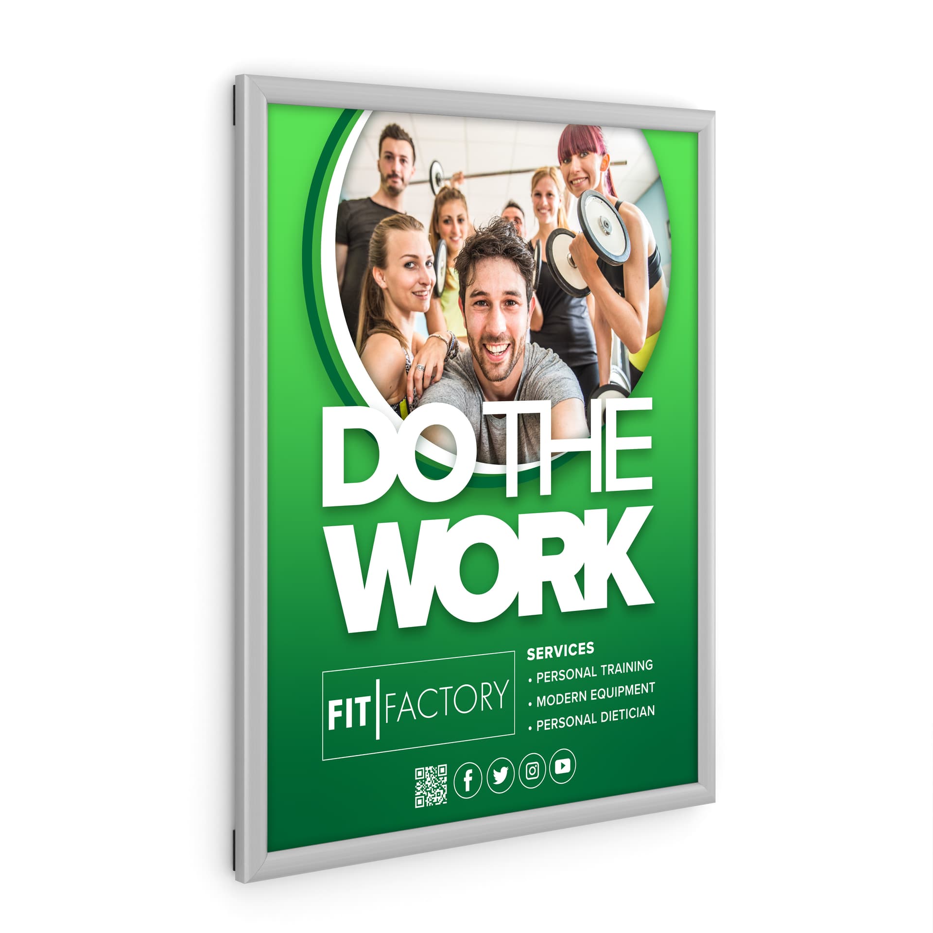 Locking poster holder with modern design