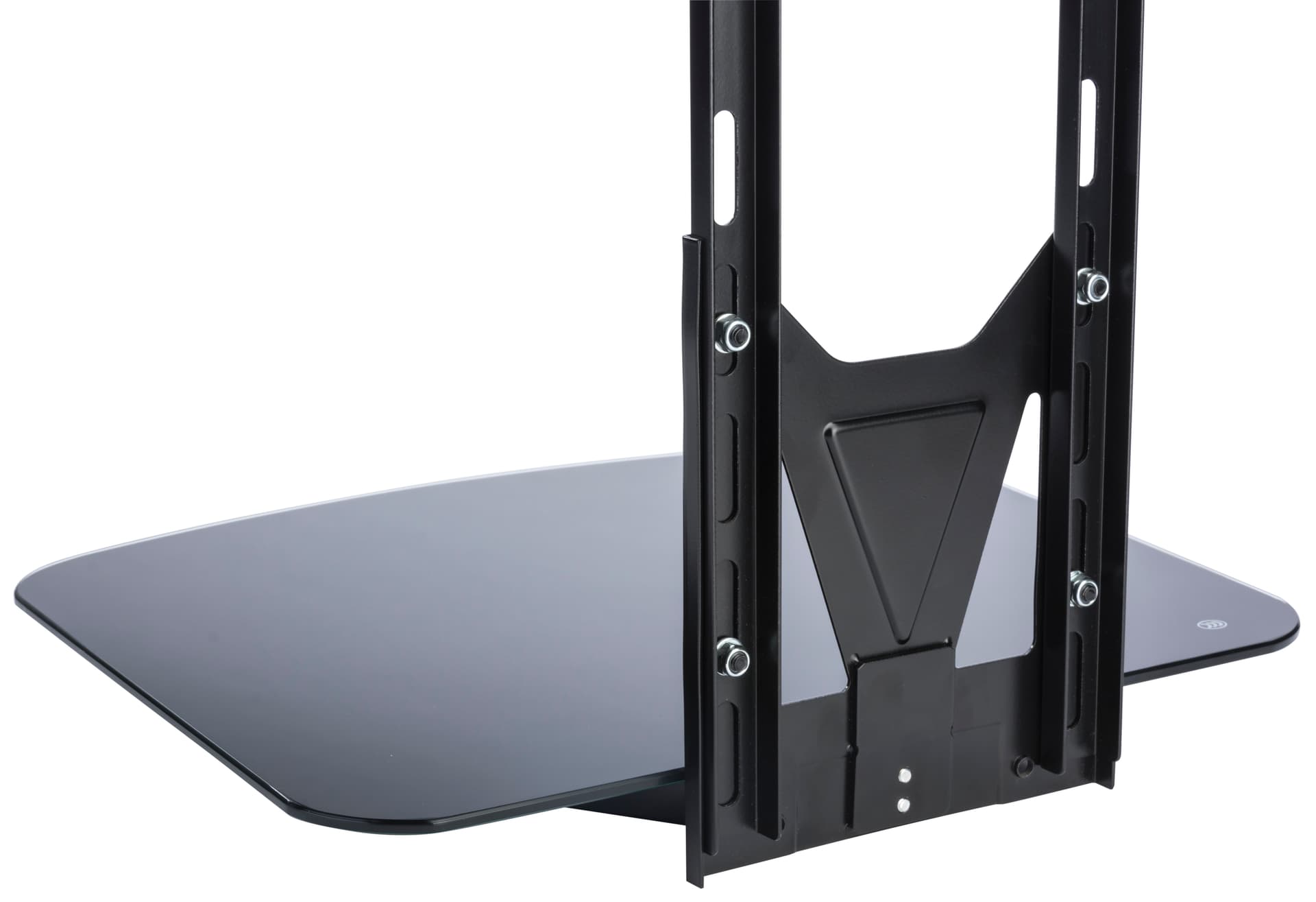 Adjustable TV Wall Mount with Floating Glass Shelf