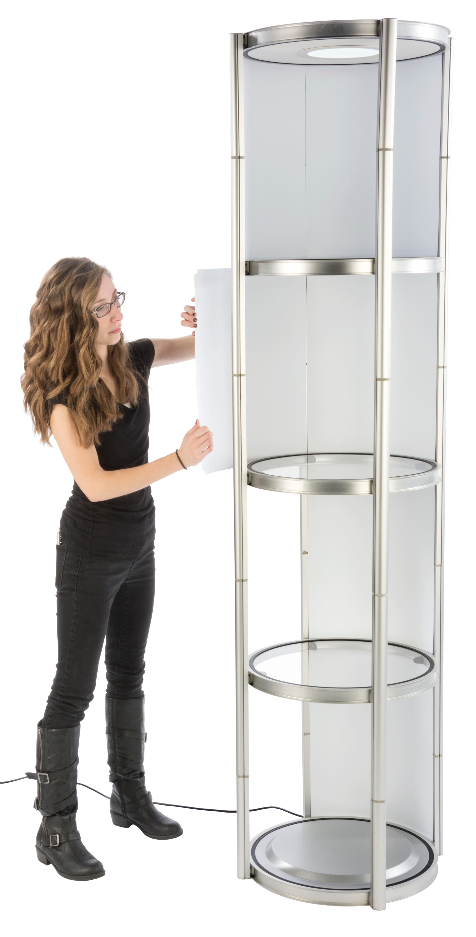Pirouet portable collapsible showcase with modular panels