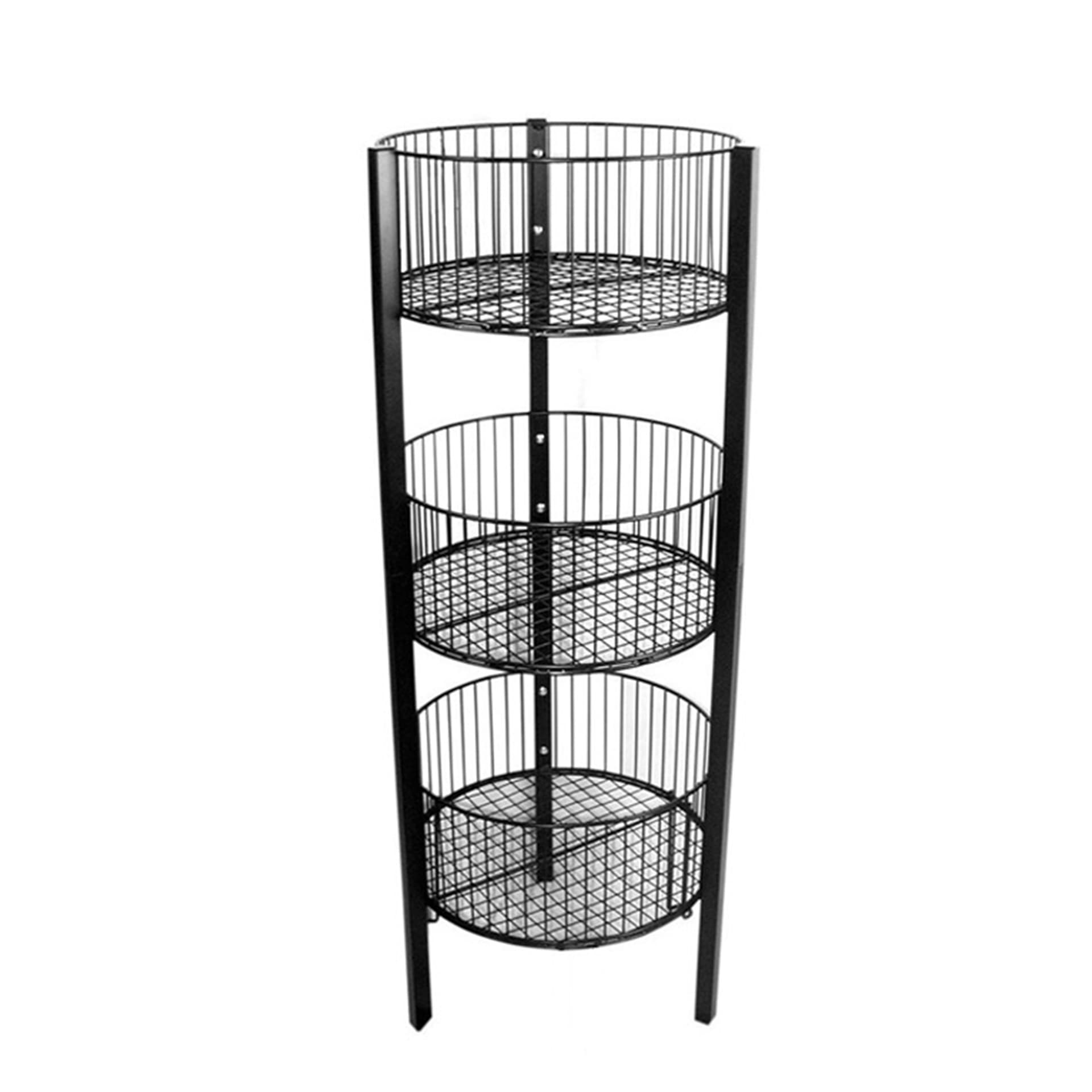 Round wire dump bins with back powder coated finish