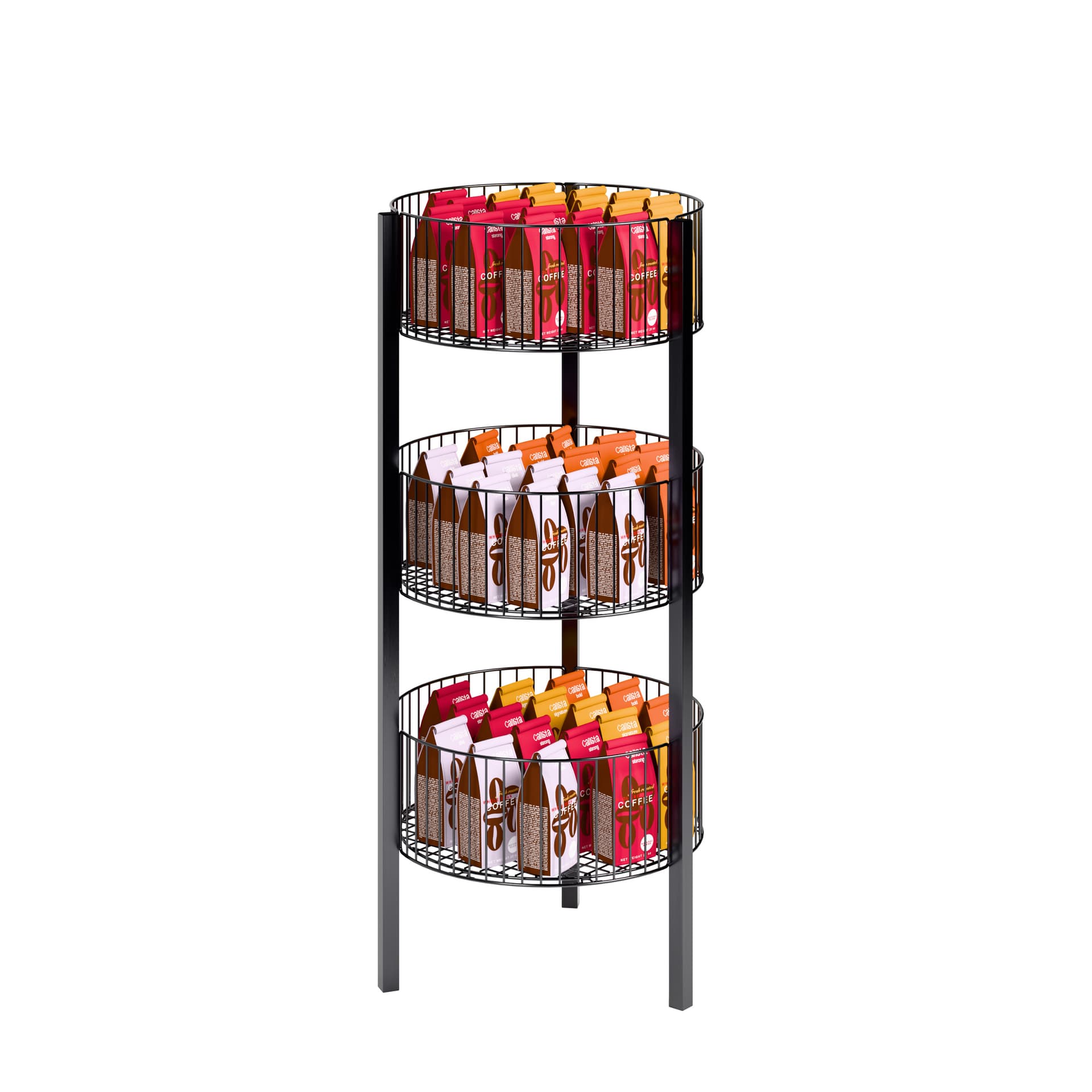 Round wire dump bin with easy assembly