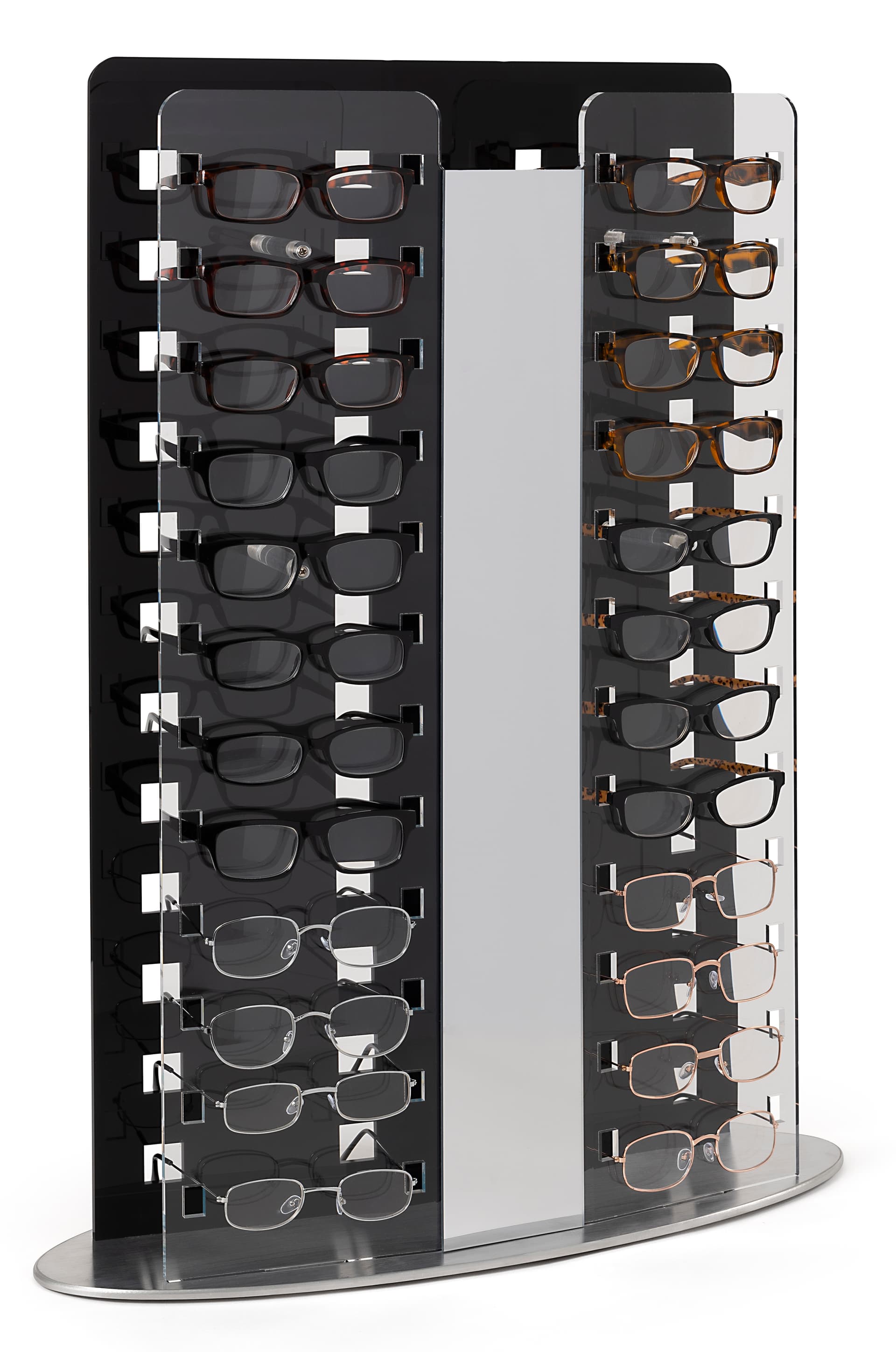 Retail eyeglass frame display with 24 frame capacity