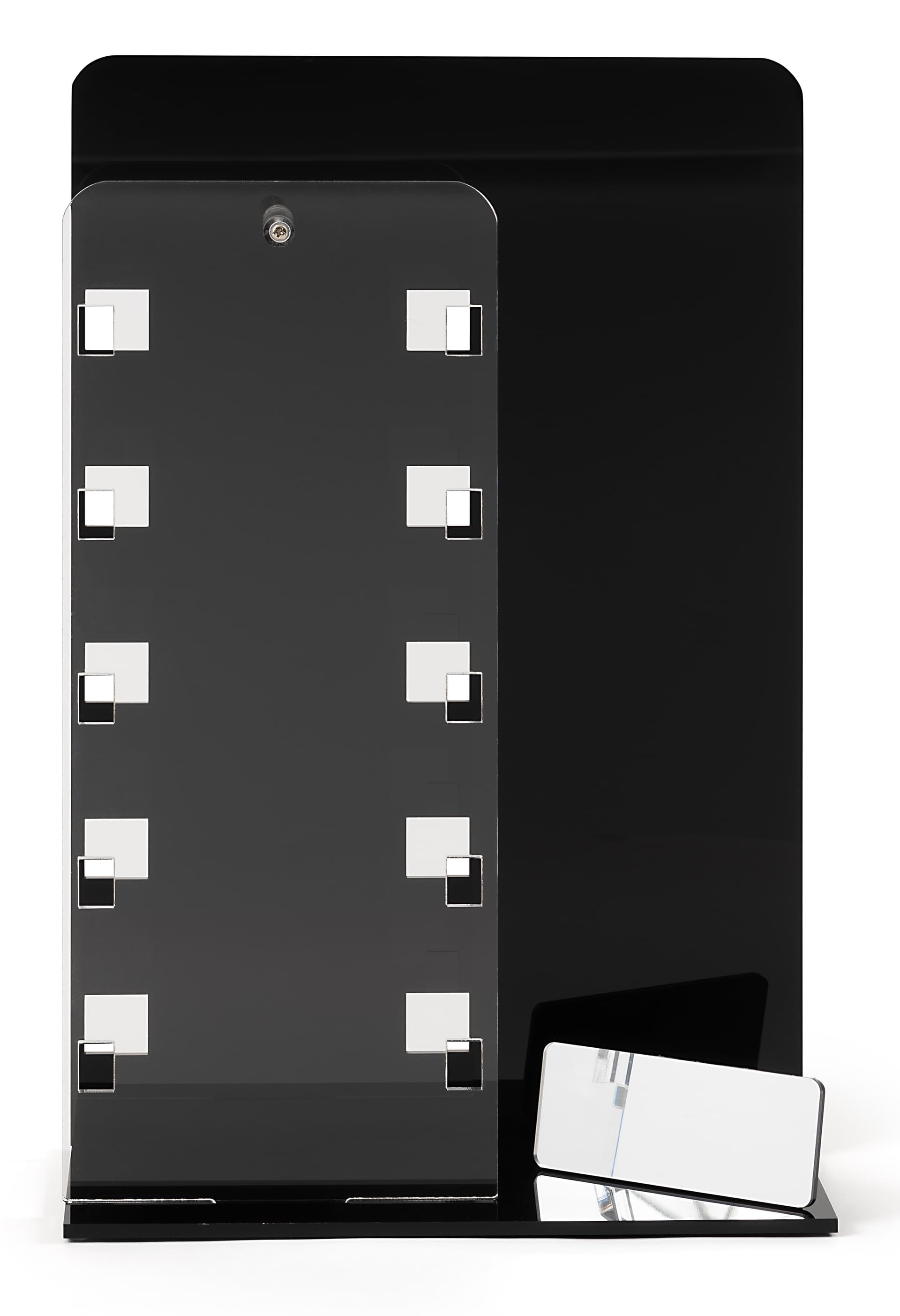 Standing optical lens display with 1 inch wide inserts