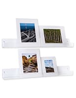 24 inch wide clear acrylic shelves features 2 inch upturned edge 
