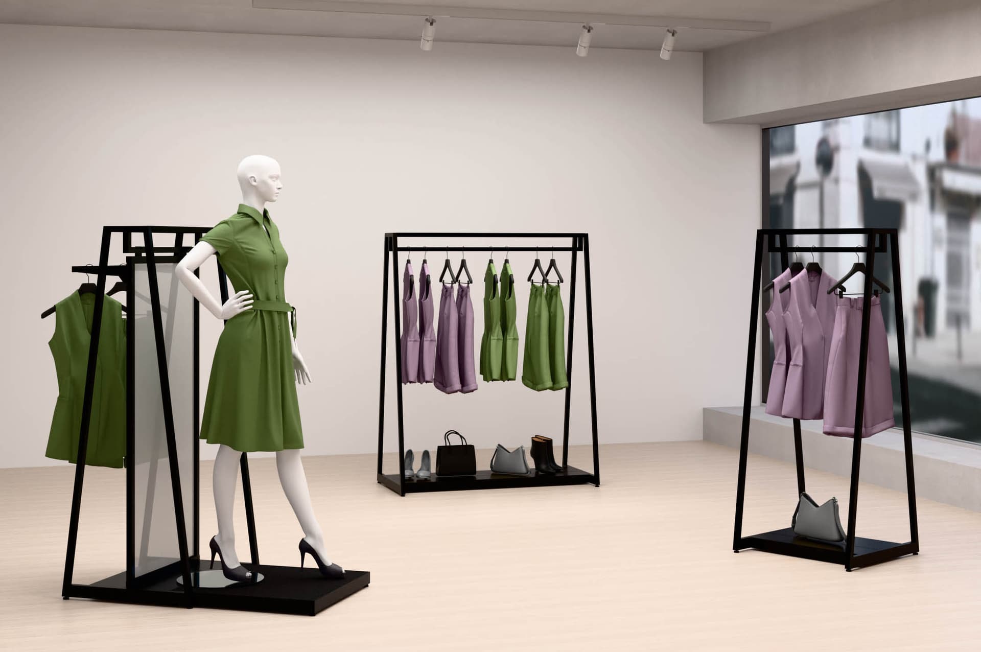 Garment display rack measures 24 inches wide