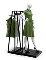 Garment display rack for floor standing placement 
