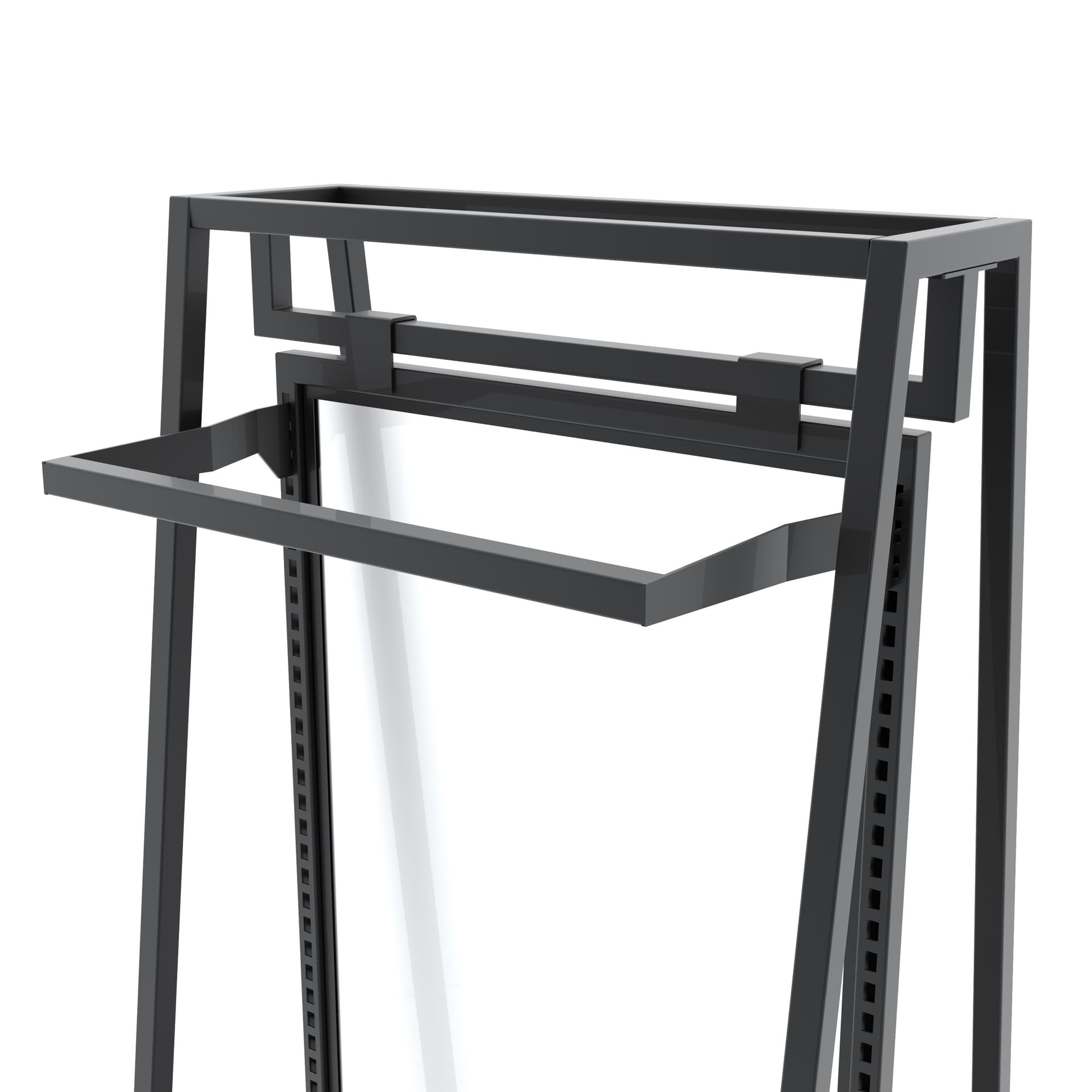 Garment display rack with 21 inch hang rail 