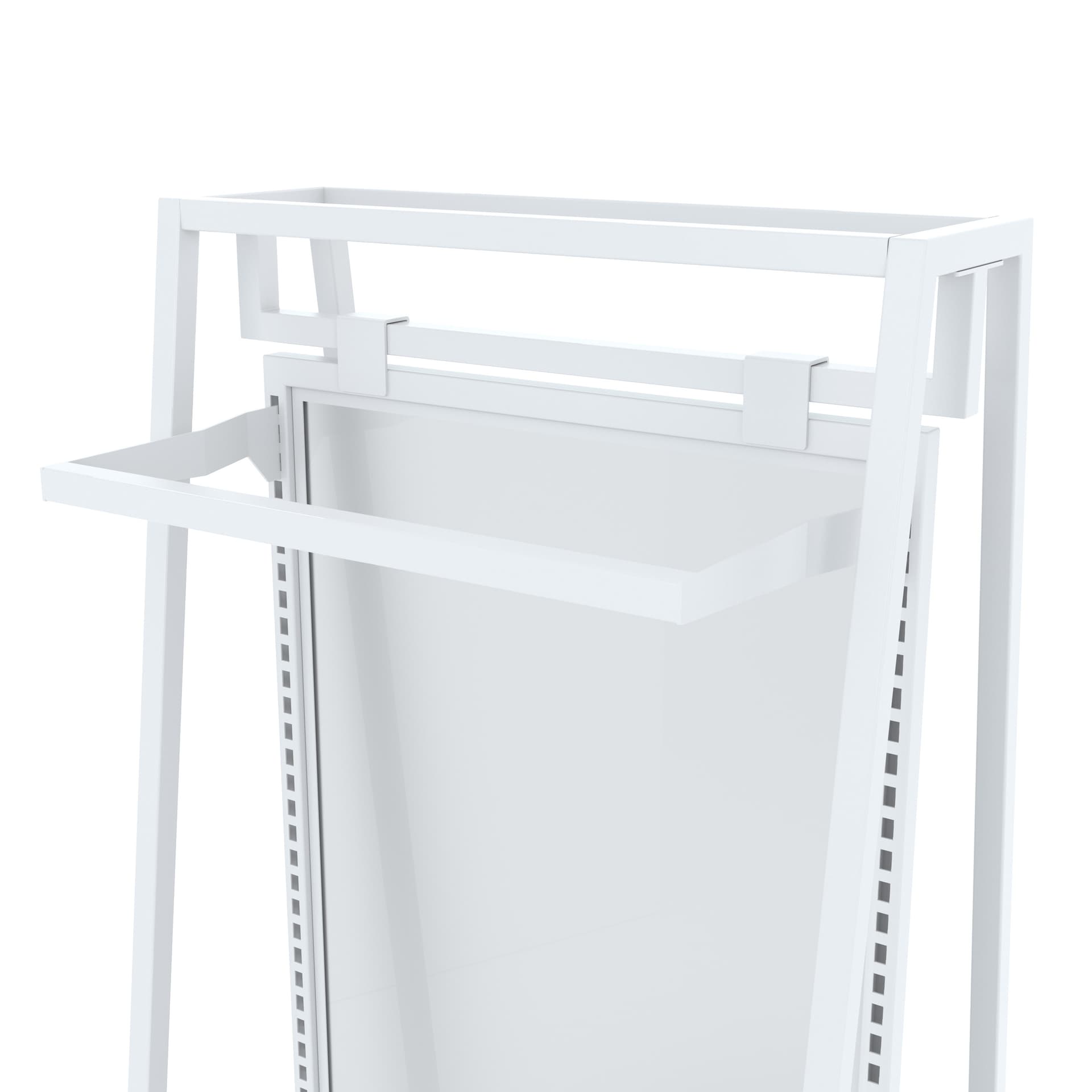 Garment display rack with 11 inch deep hanging rail 