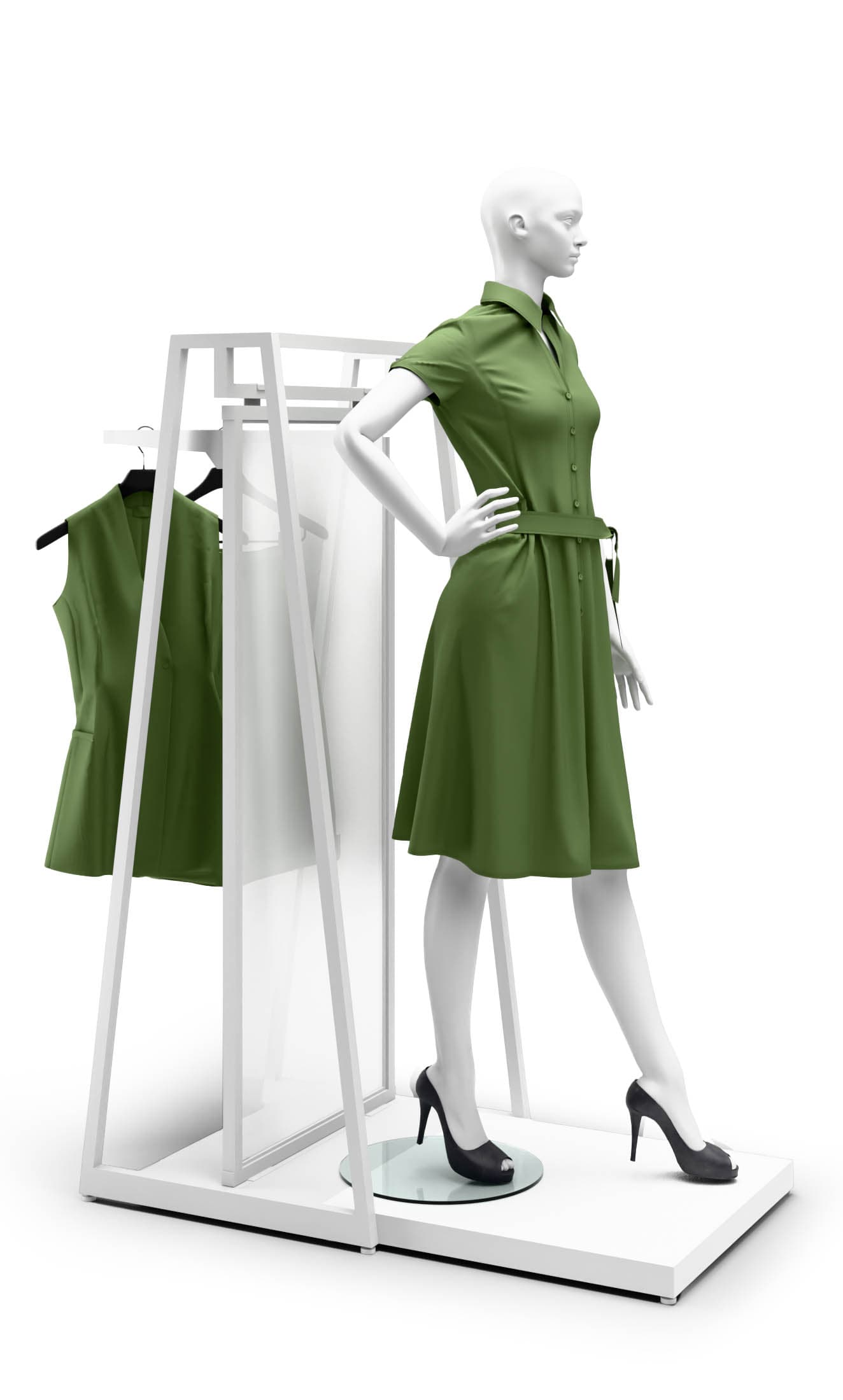 Garment display rack with adjustable levelers 