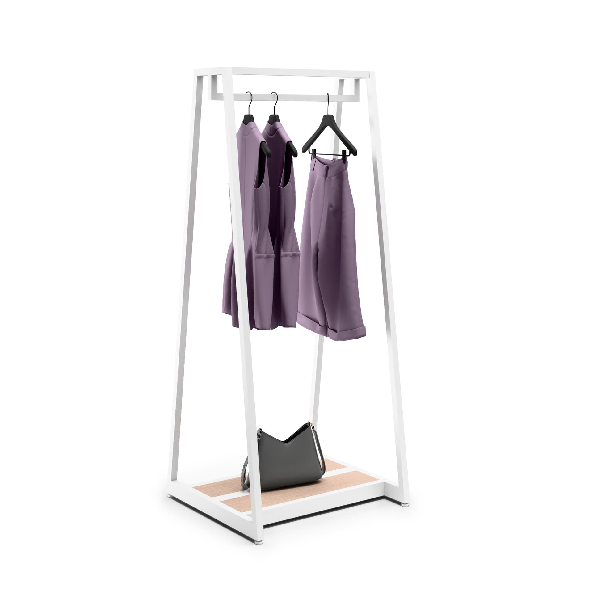 Retail clothes rack with glossy finish 