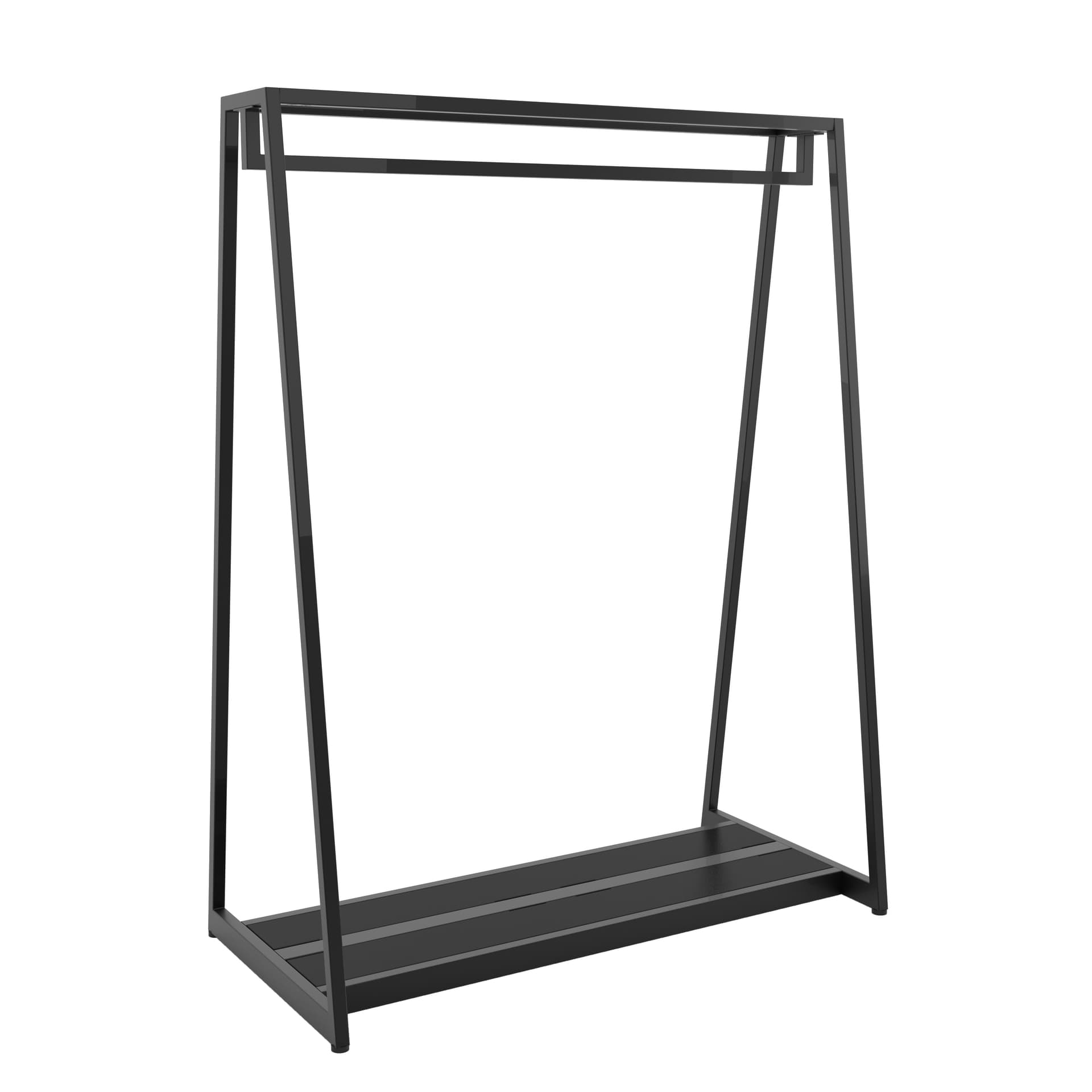 Retail clothes rack stands at 68 inches tall