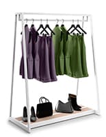 White retail clothes rack with glossy finish 
