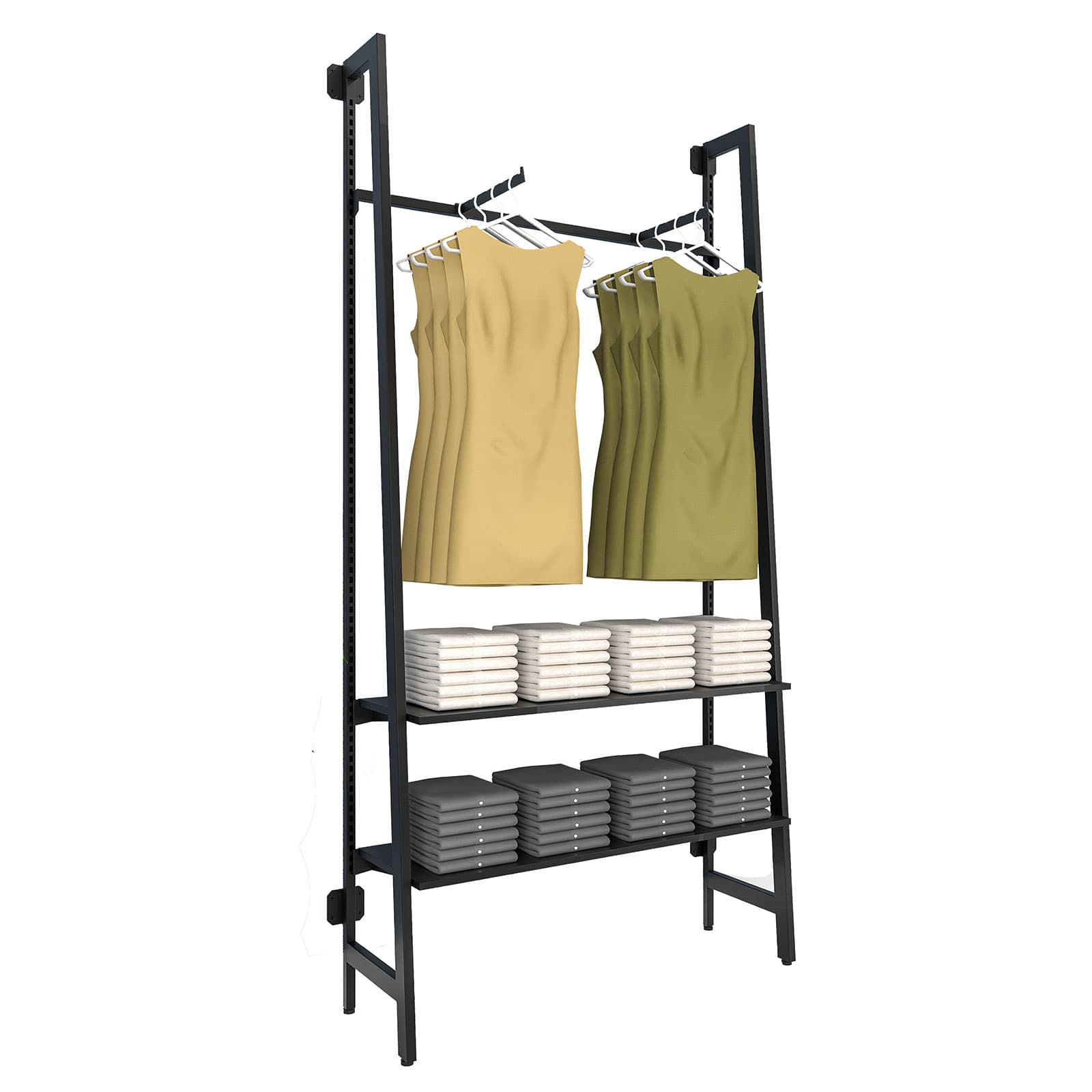 Wall mount a-frame outrigger offers plenty of display real estate