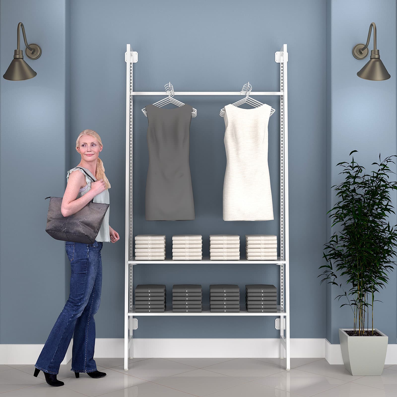 Wall mount a-frame outrigger stands at 8 feet tall