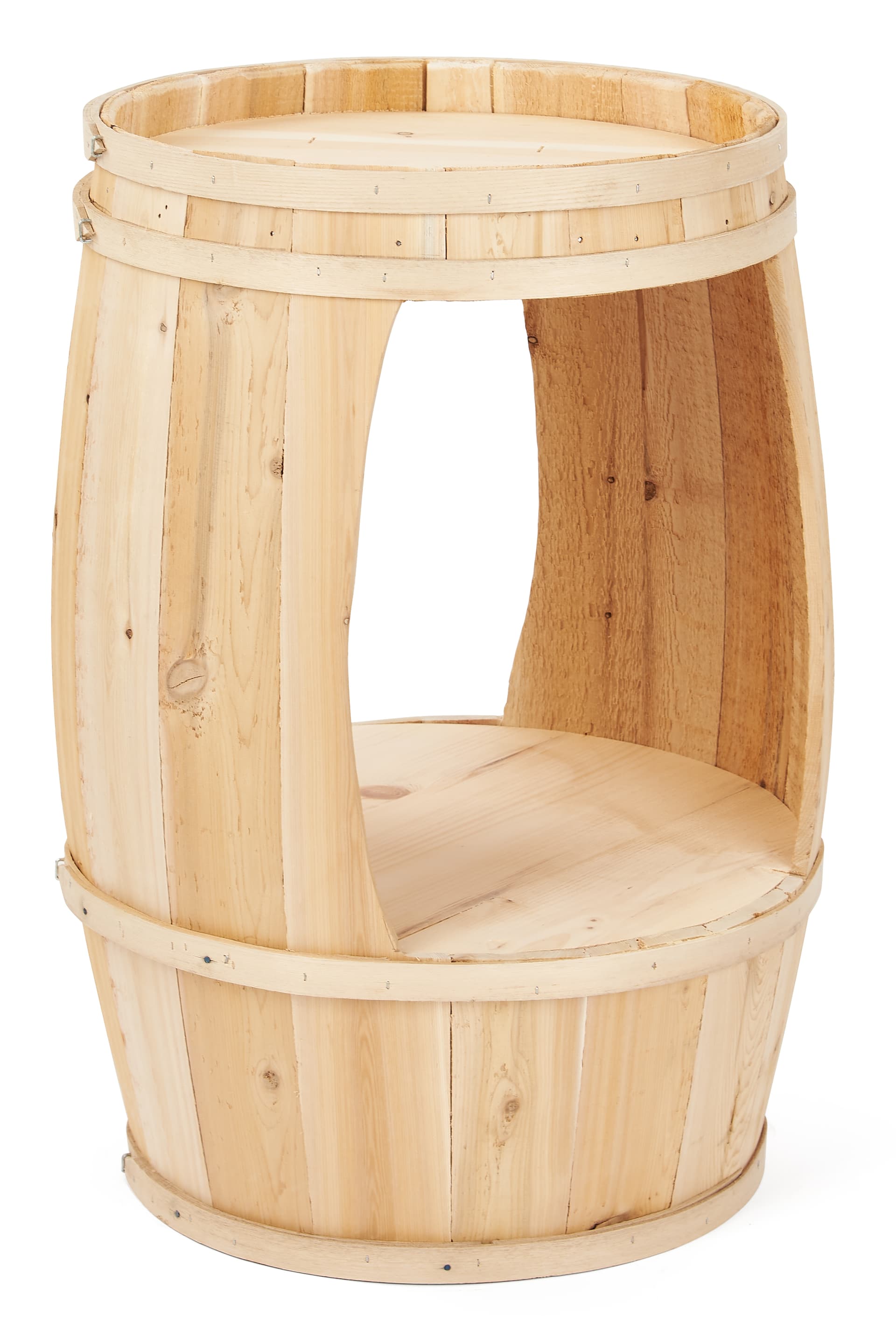Barrel display with 1.5 inch deep top surface 