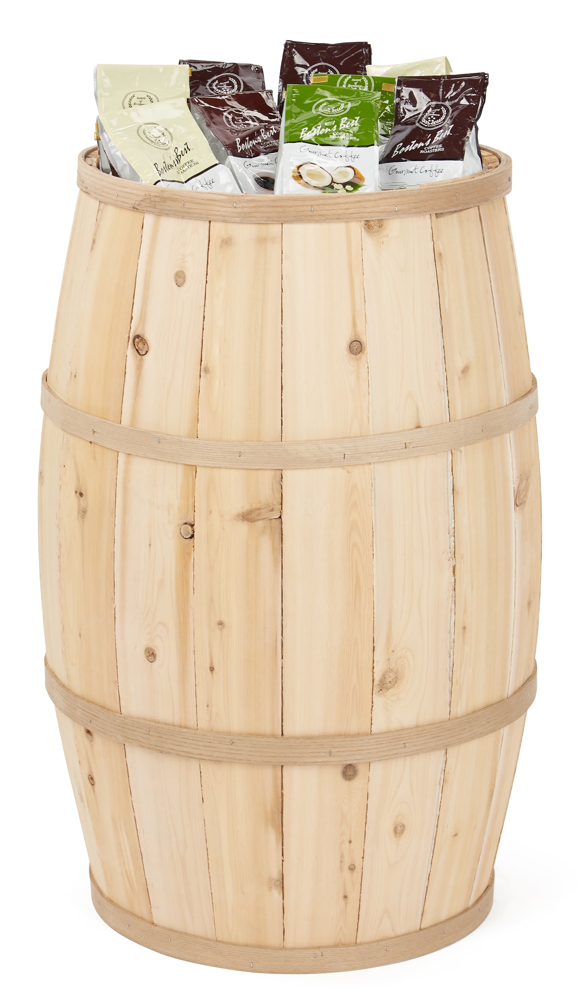 Wooden display barrel with 30 inch overall height