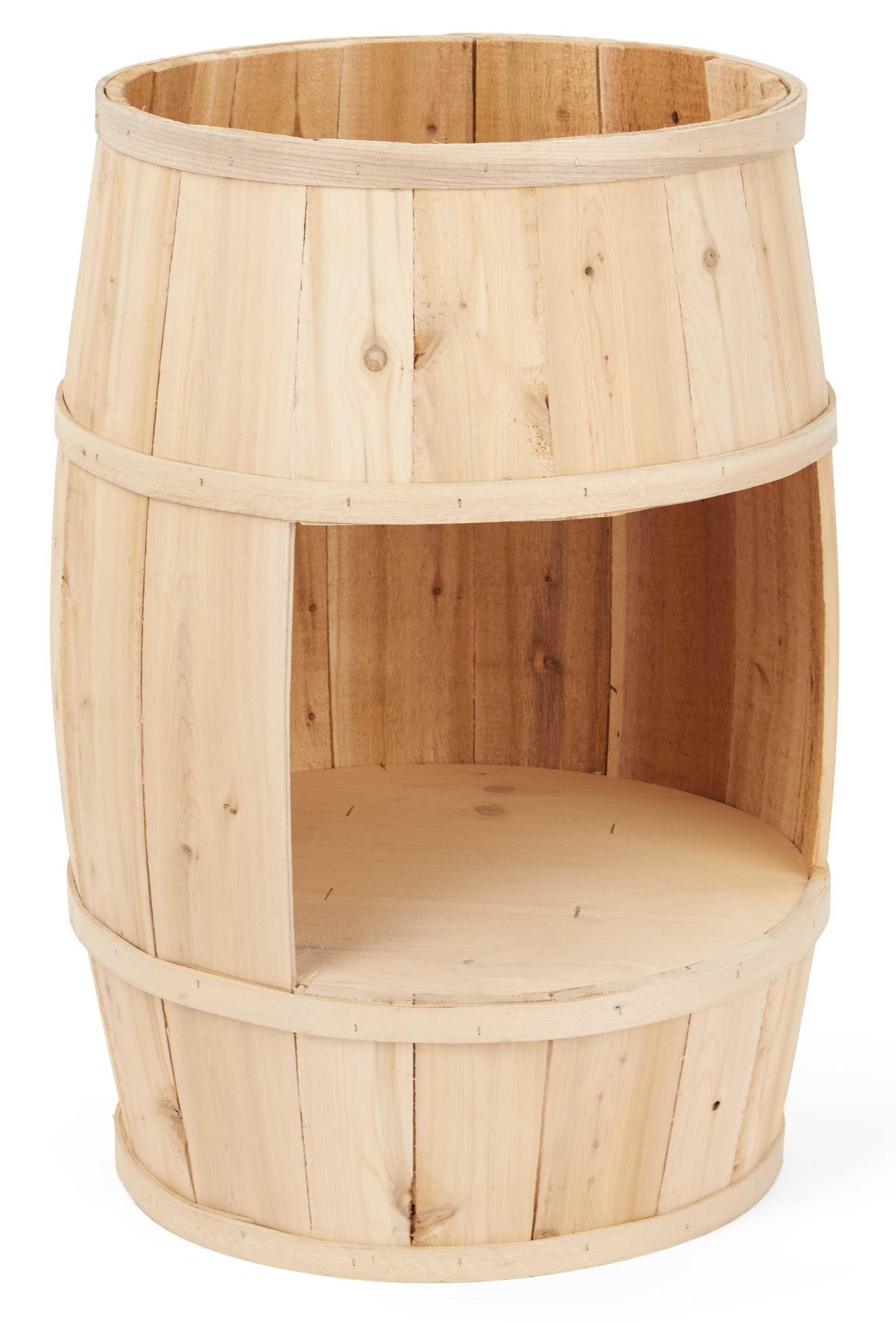 Bourbon barrel display case with natural cedar finish