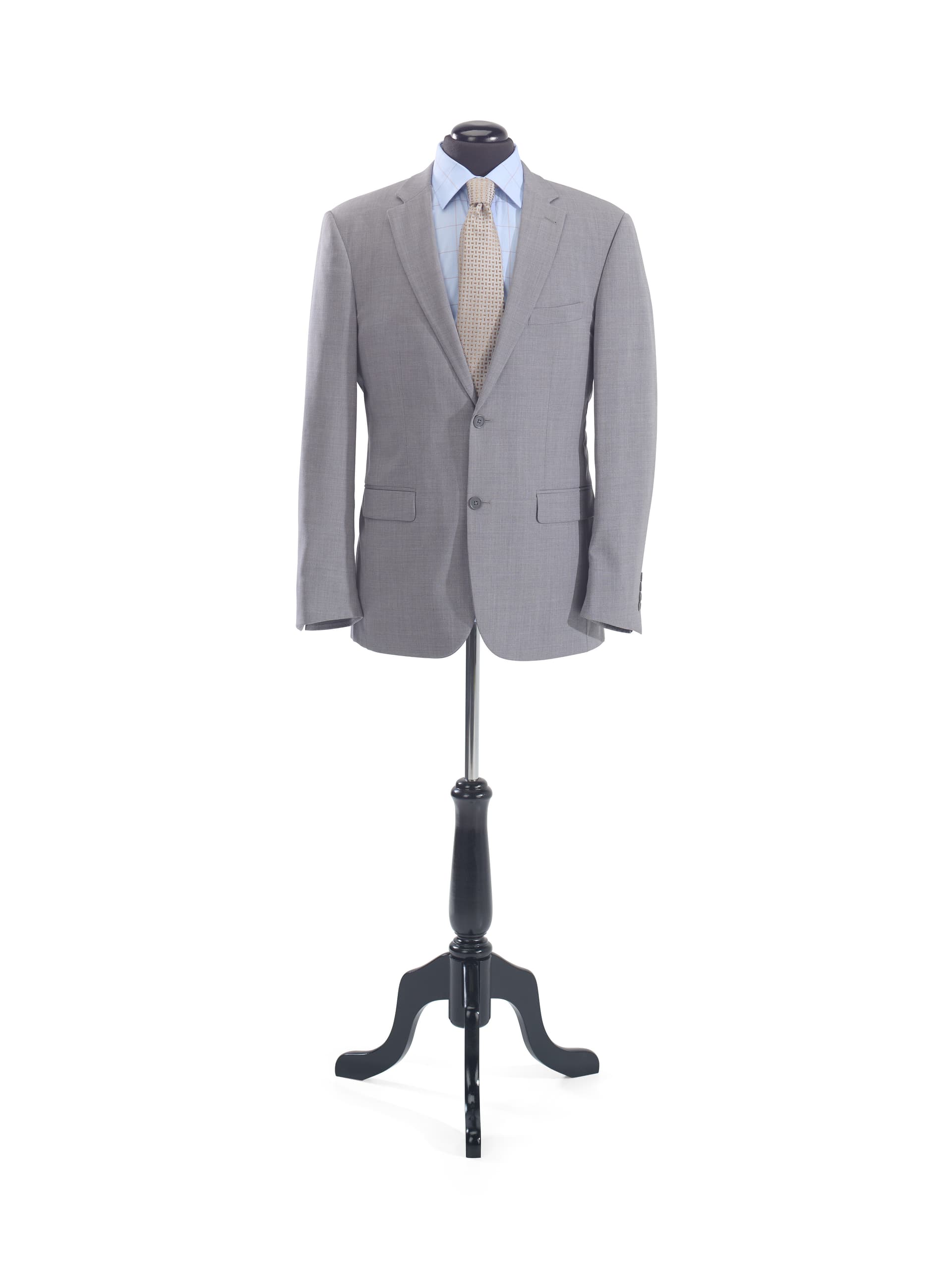 Male mannequin body with black wooden tripod base