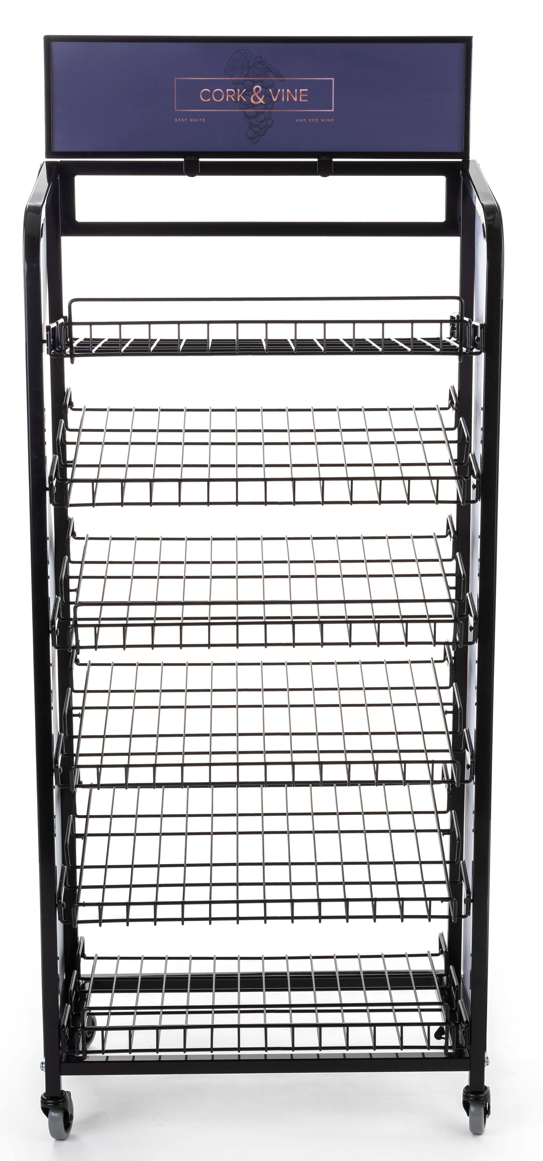 Retail bread rack graphics for BAKCRT6TBK with three full color panels 