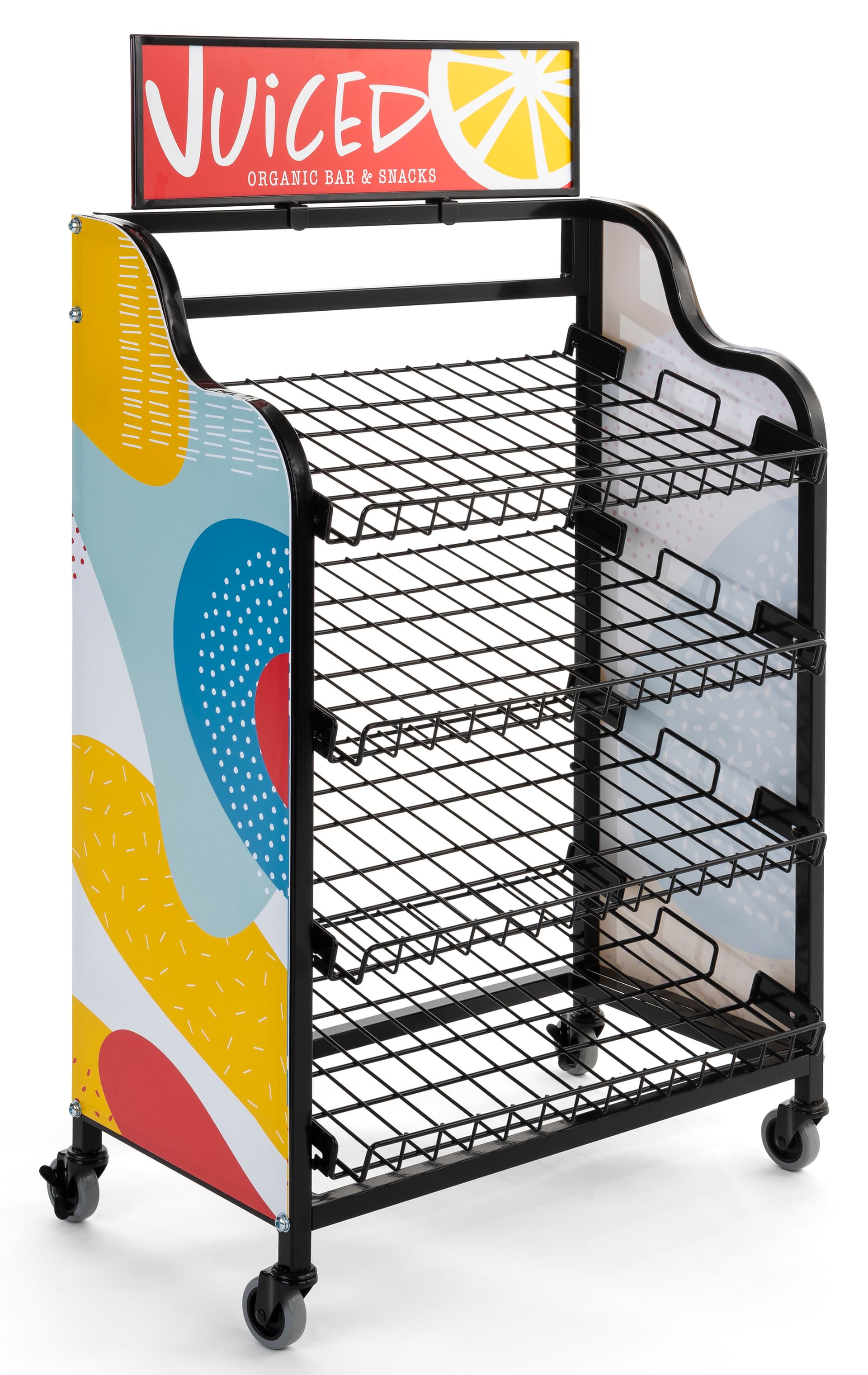 Bakers rack cart signage for BAKCRT4NBK with single-sided printing 
