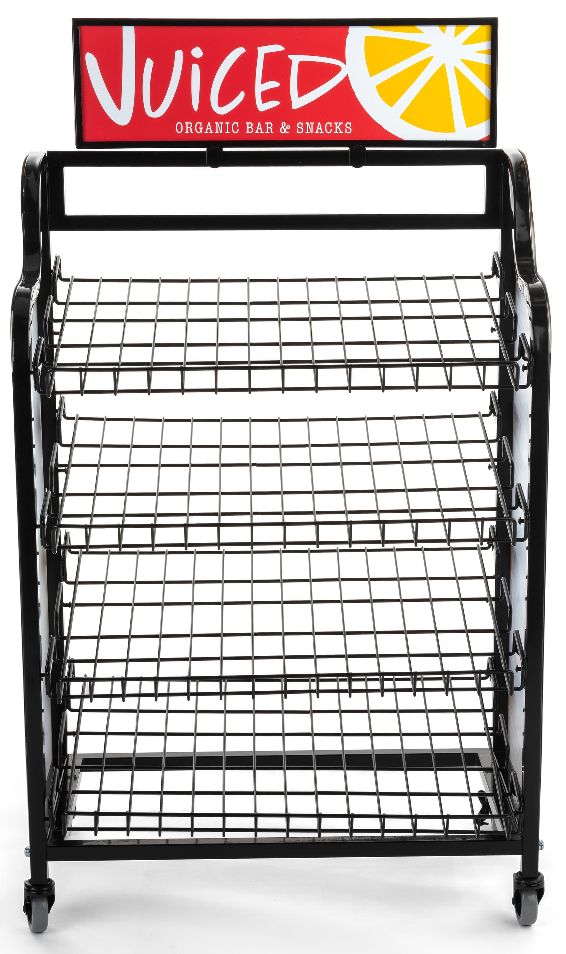 Bakers rack cart signage for BAKCRT4NBK with full bleed printing areas 
