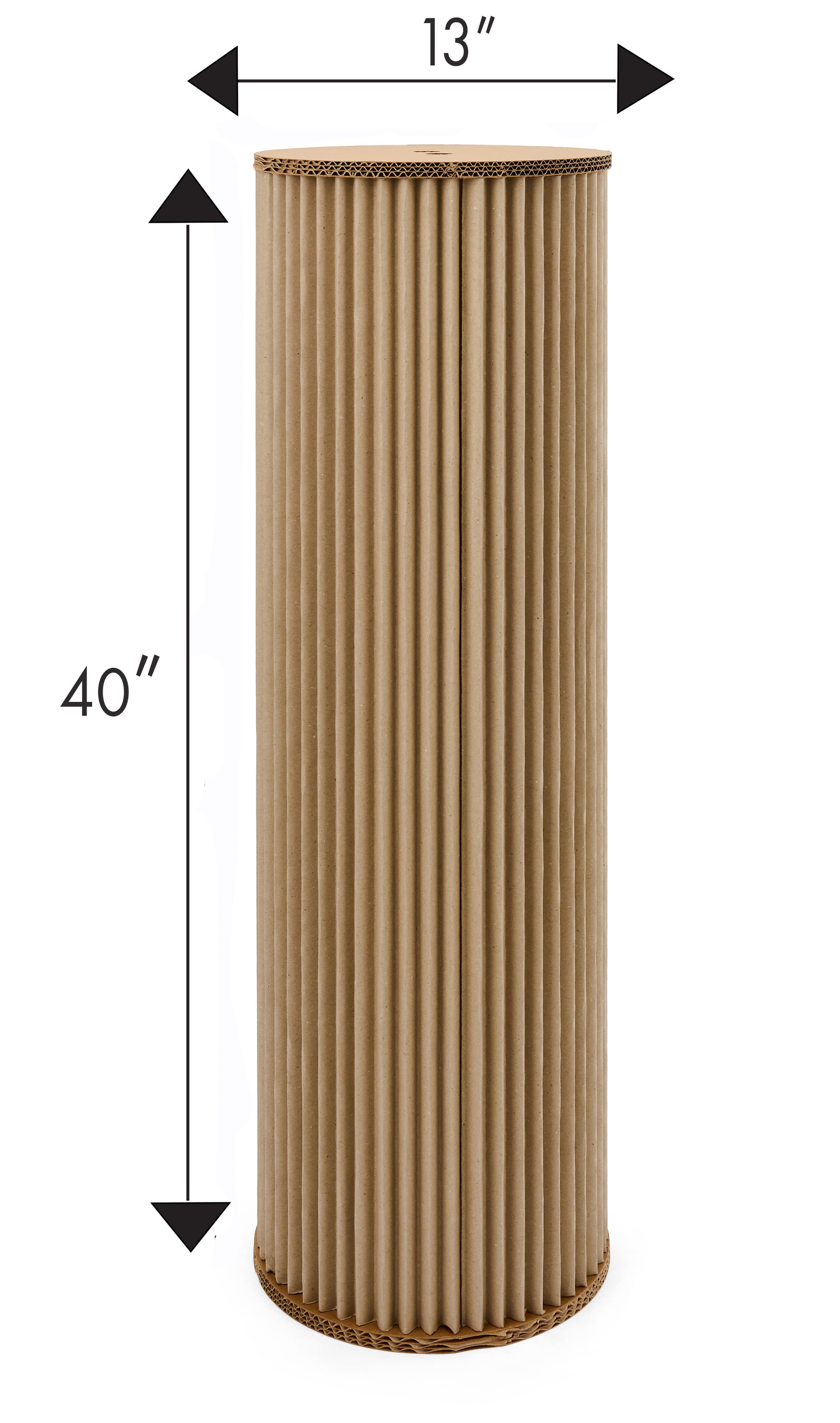 Round accordion display pedestals with 13"w x 40" H measurements 
