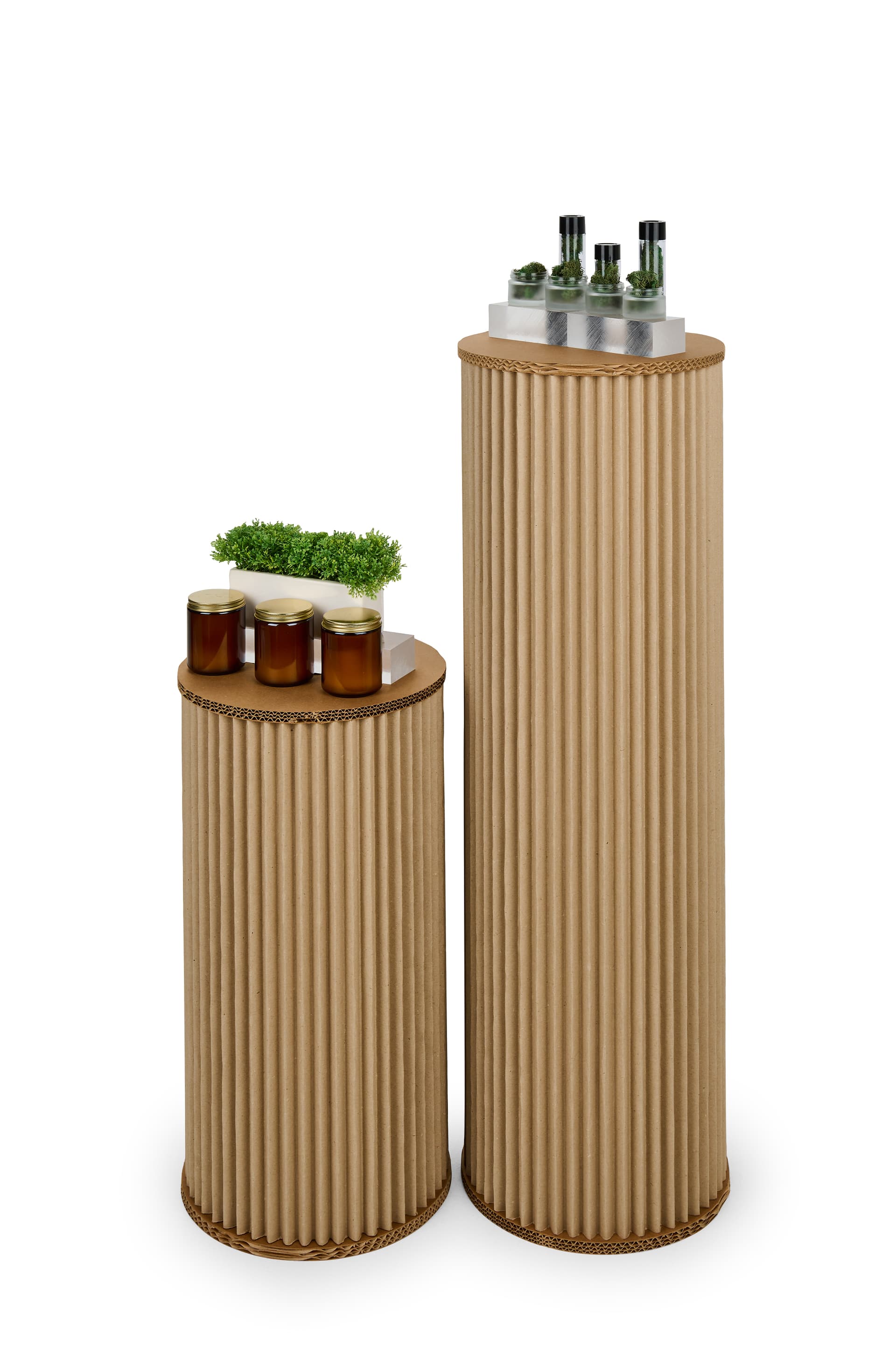Round accordion display pedestals with 330lbs max weight capcity 