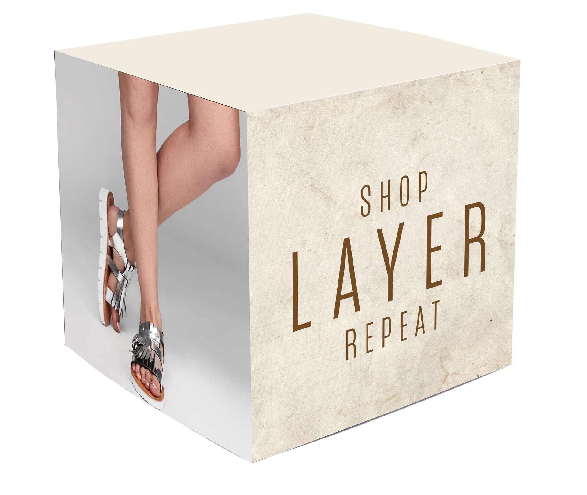 Branded cardboard display cube with full color customized graphics