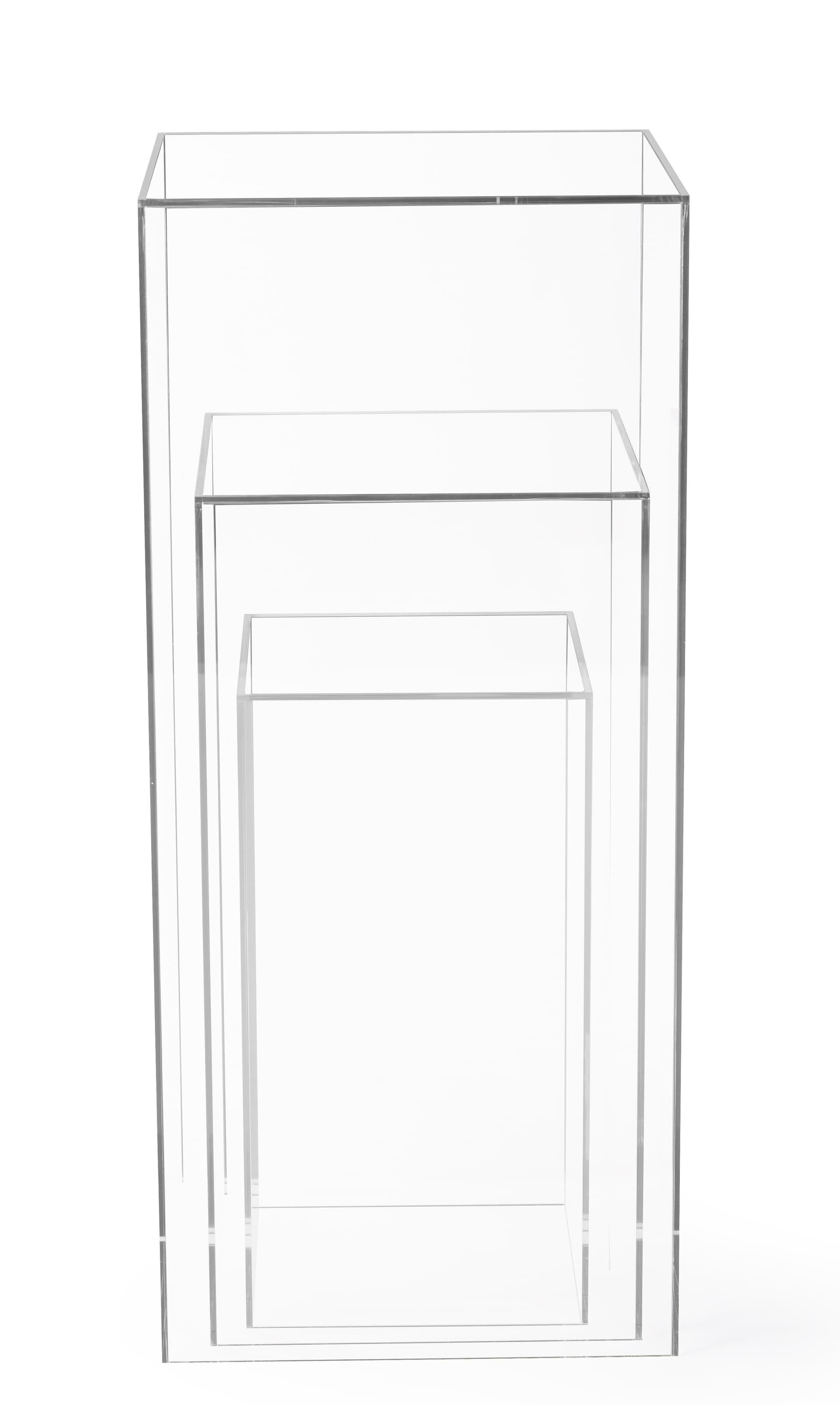 Clear nested display pedestal set with nested design