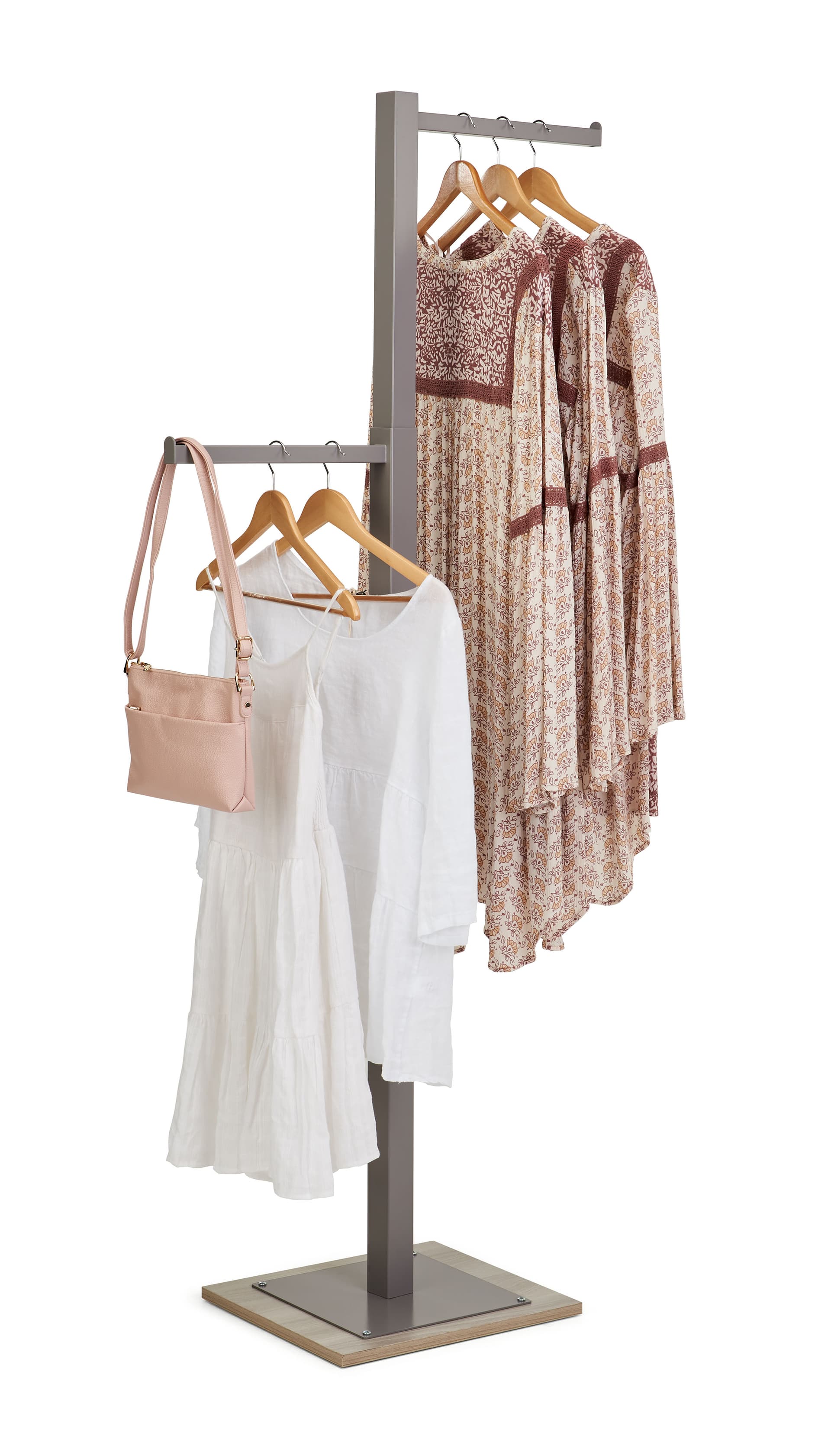 Boutique clothing rack with max weight capacity of 26lbs