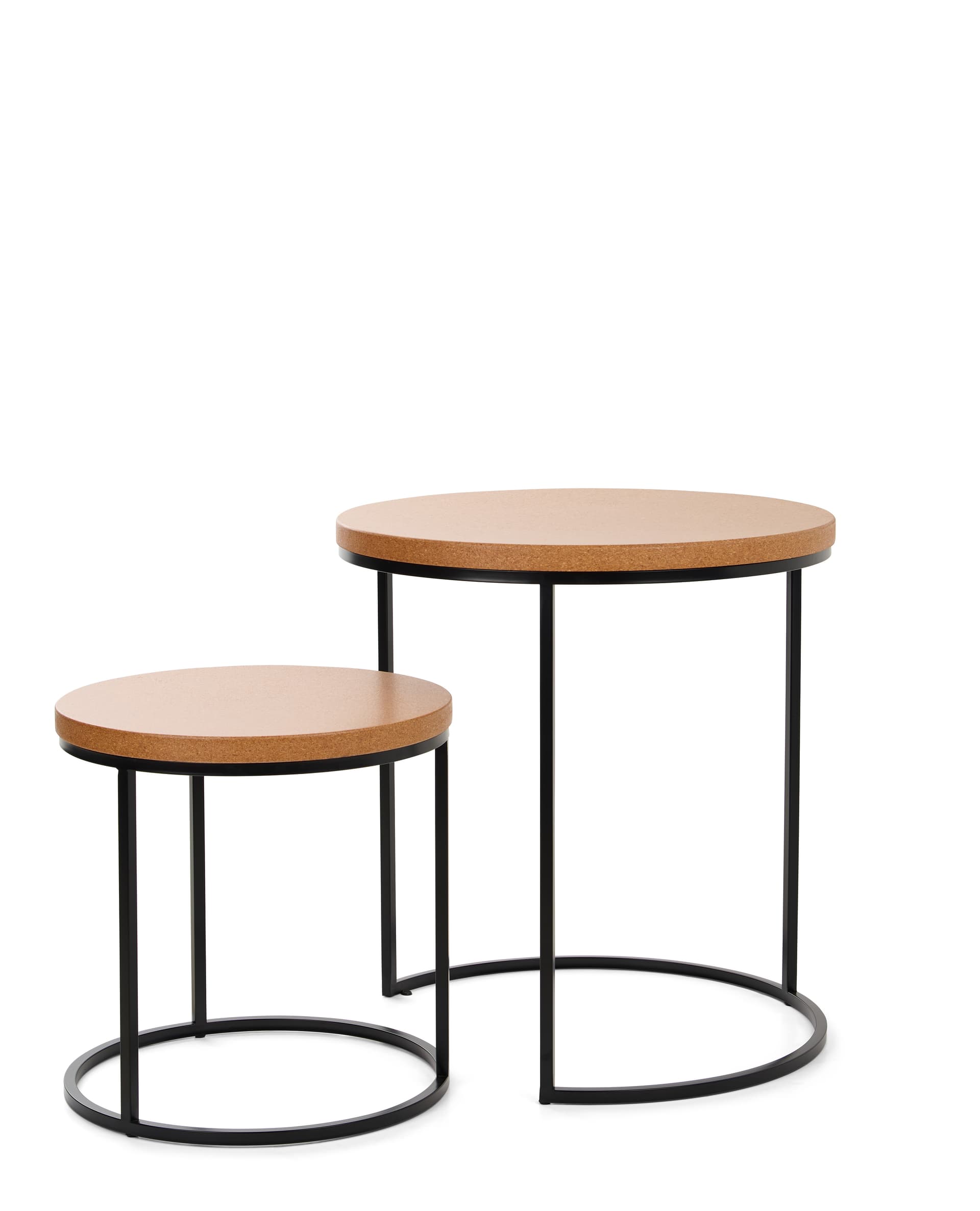 Round cork nesting tables made with FSC Certified Natural Cork