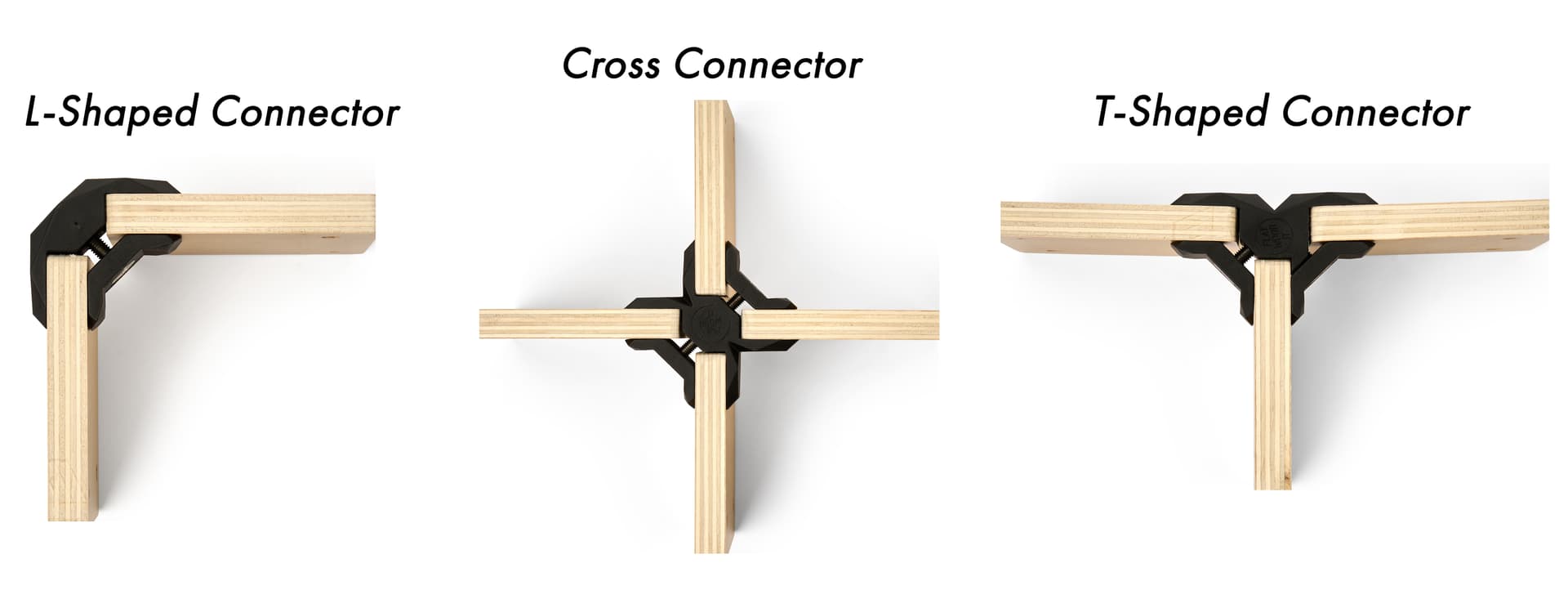 Modular shelving system with robust plastic playwood.it® connectors 